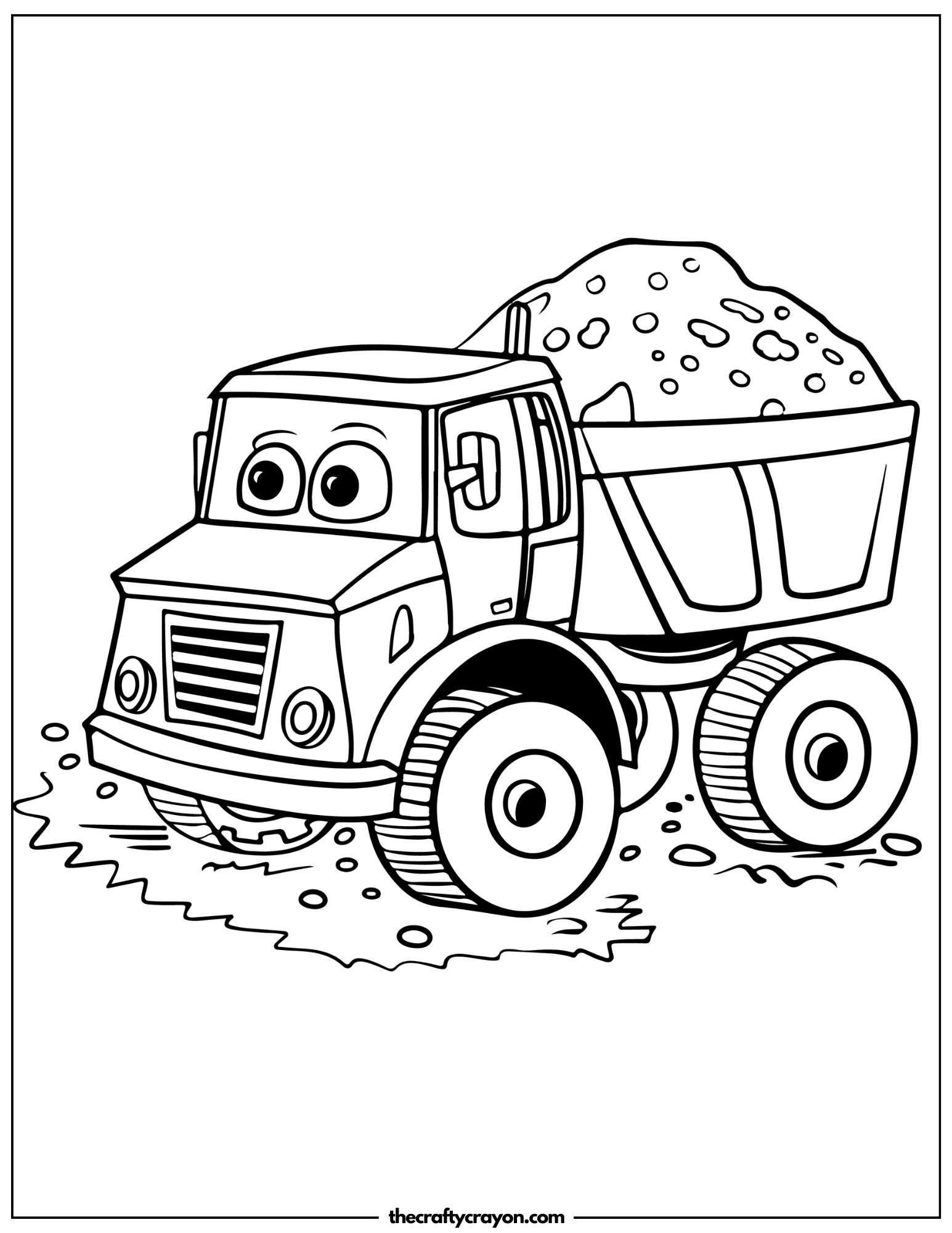 Cartoon Dump Truck Coloring Page
