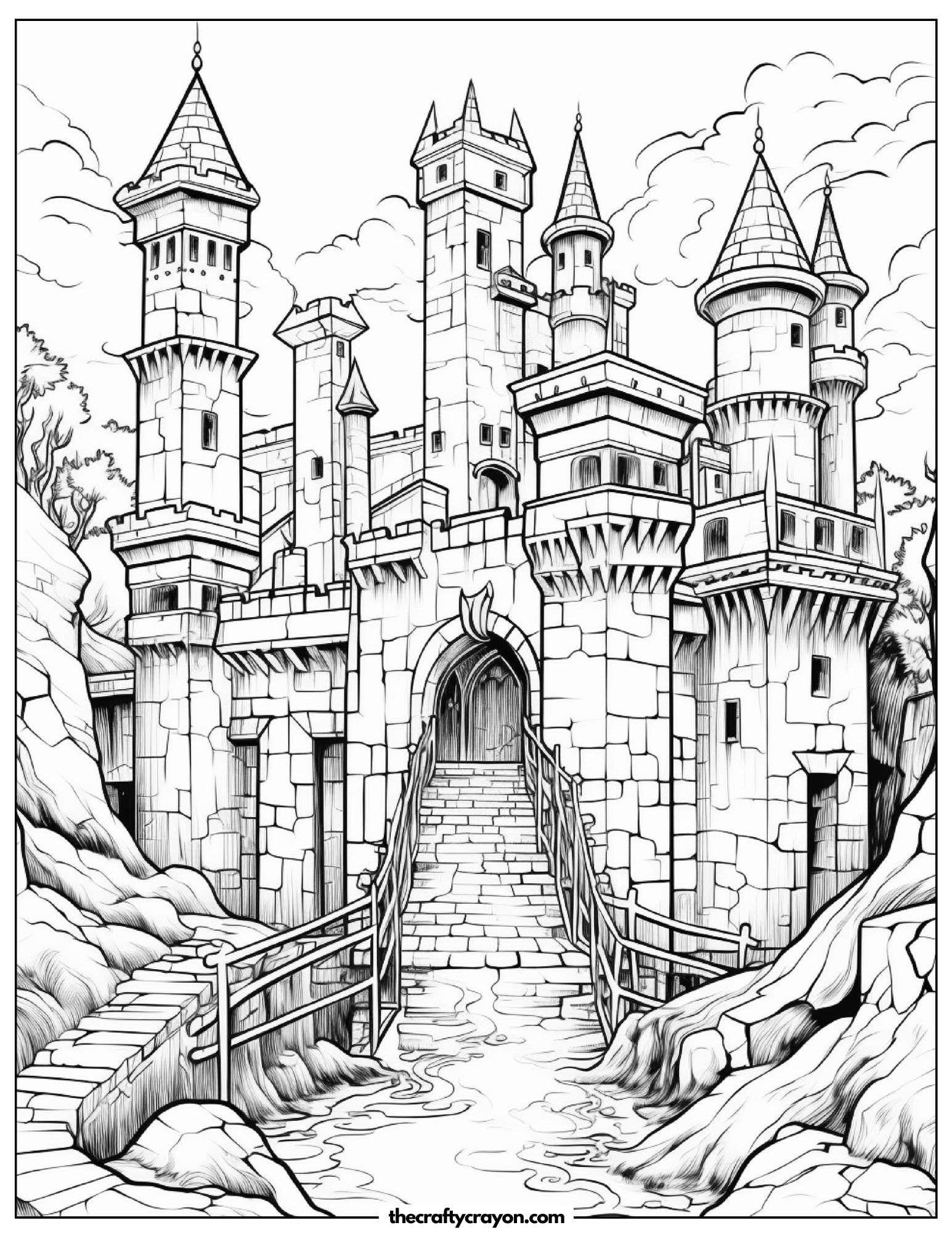 Castle With Long Wooden Drawbridge