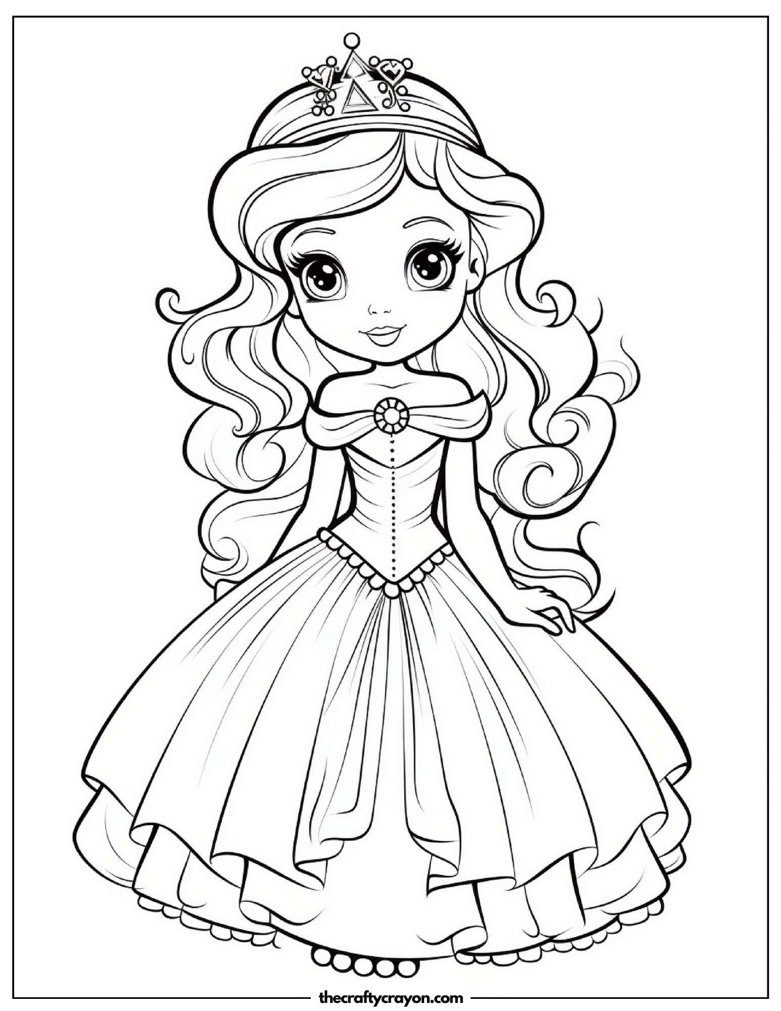 Charming Princess with Flowing Curls