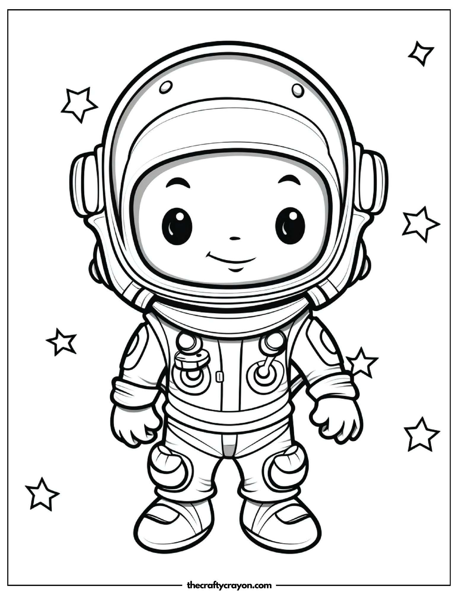 Cheerful Astronaut with Stars