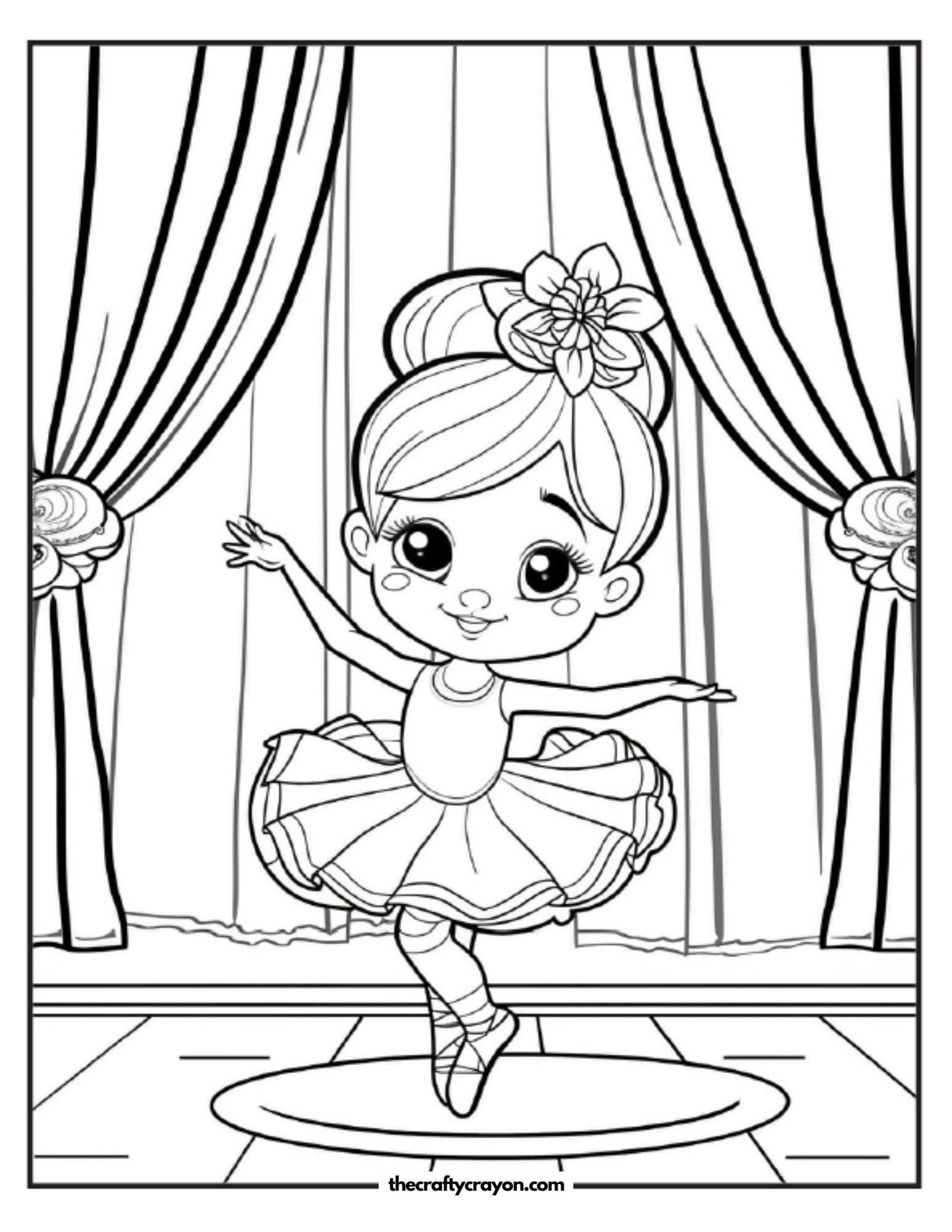 Cheerful Ballerina Coloring Page