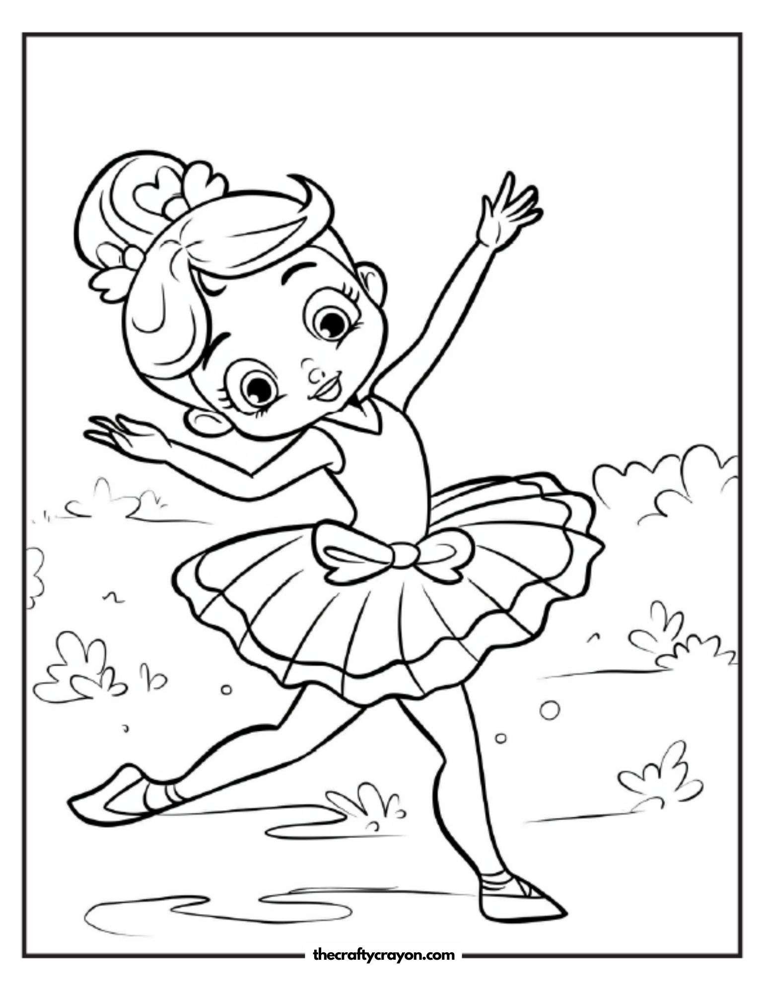 Cheerful Ballerina Outdoors Coloring Page