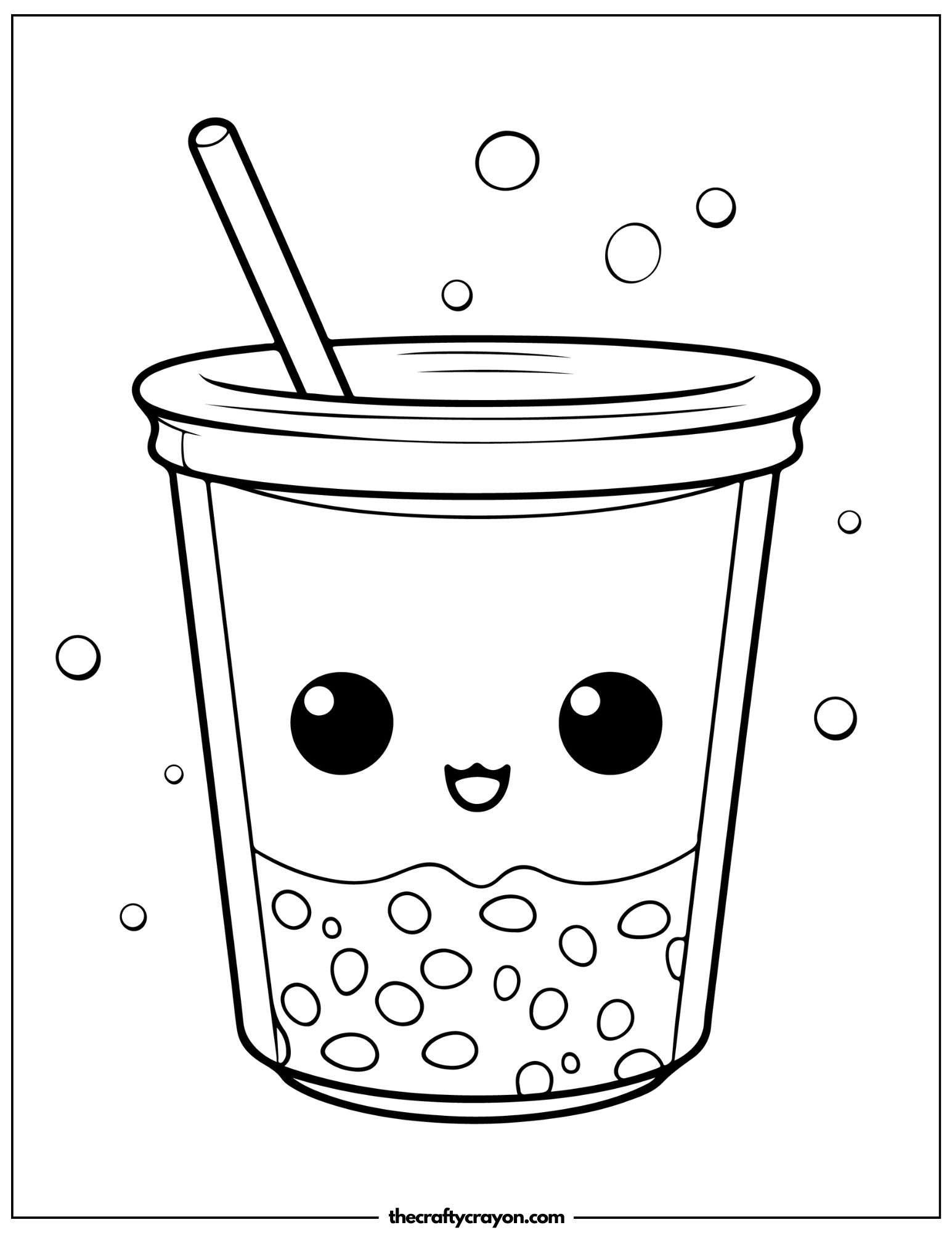Cheerful Milk Tea Mug Coloring Page