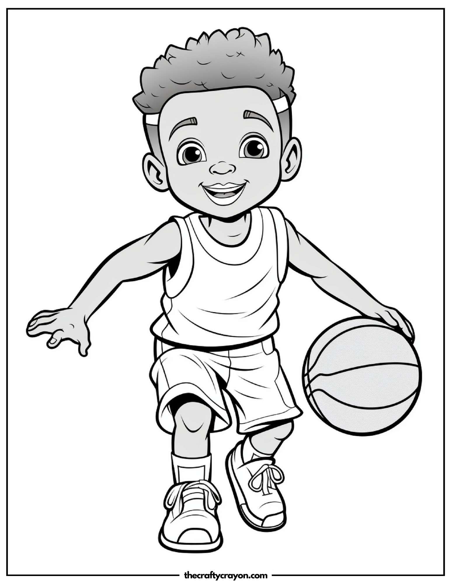 Child Practicing Dribbling Skills Coloring Page
