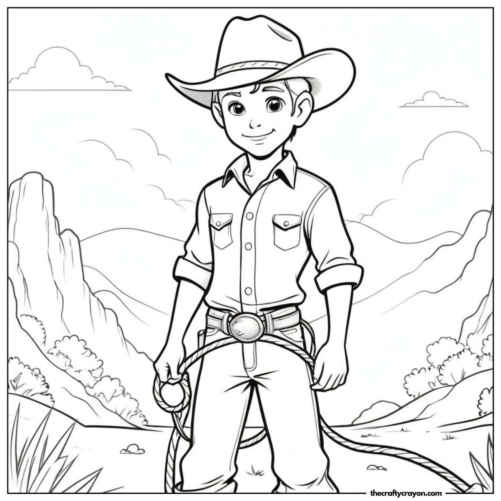 Cowboy Holding A Lasso In The Countryside