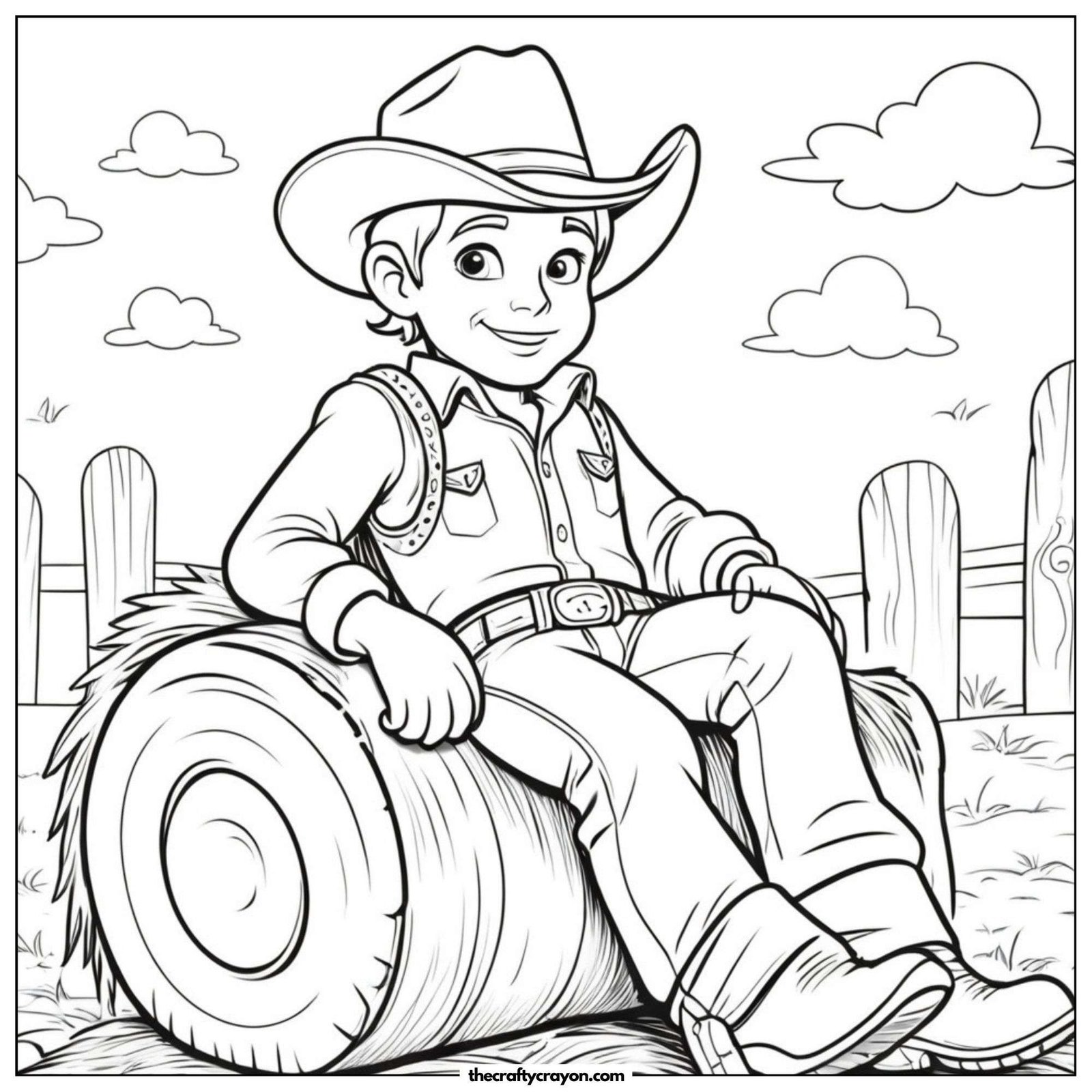 Cowboy Relaxing On A Hay Bale