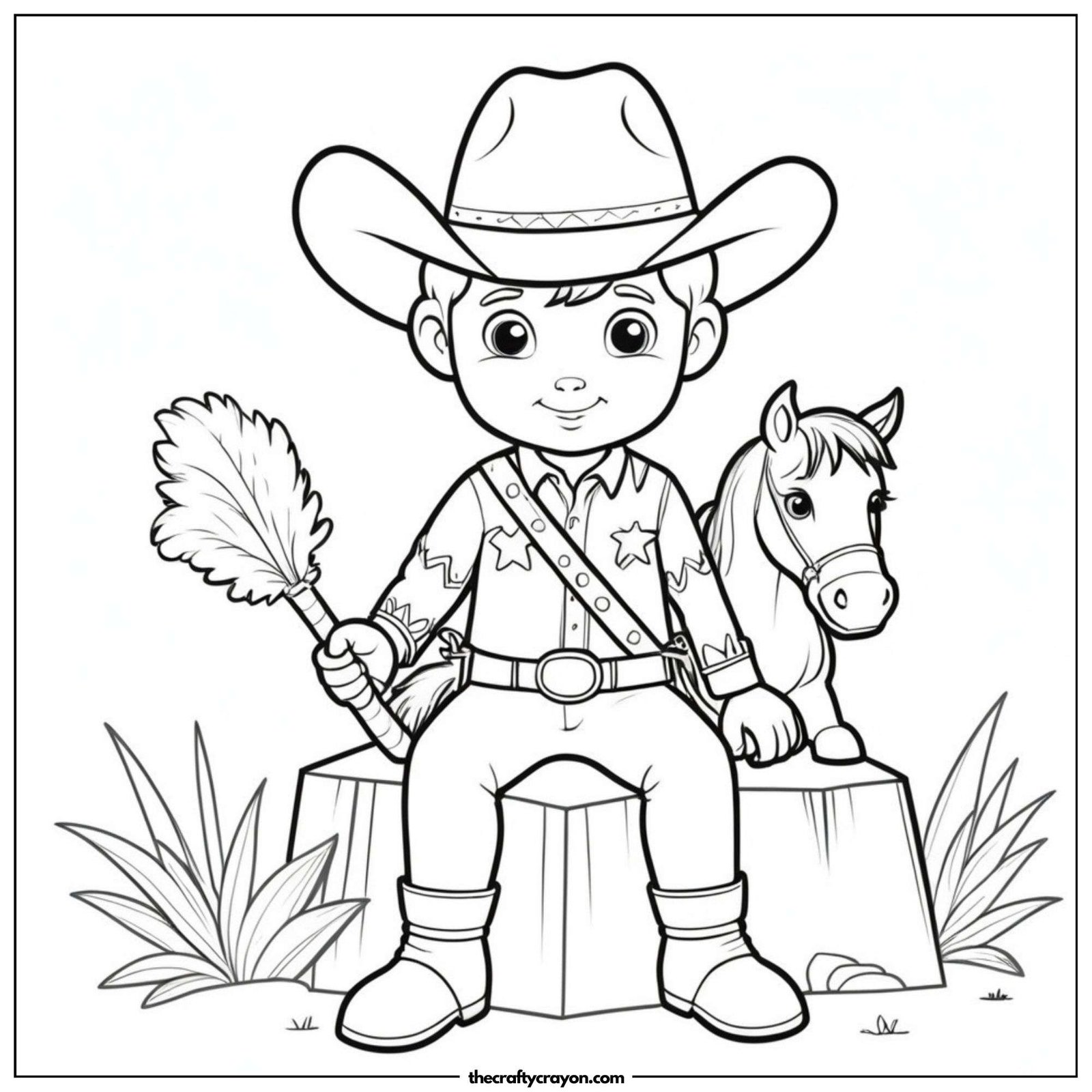 Cowboy Sitting On A Rock With A Horse