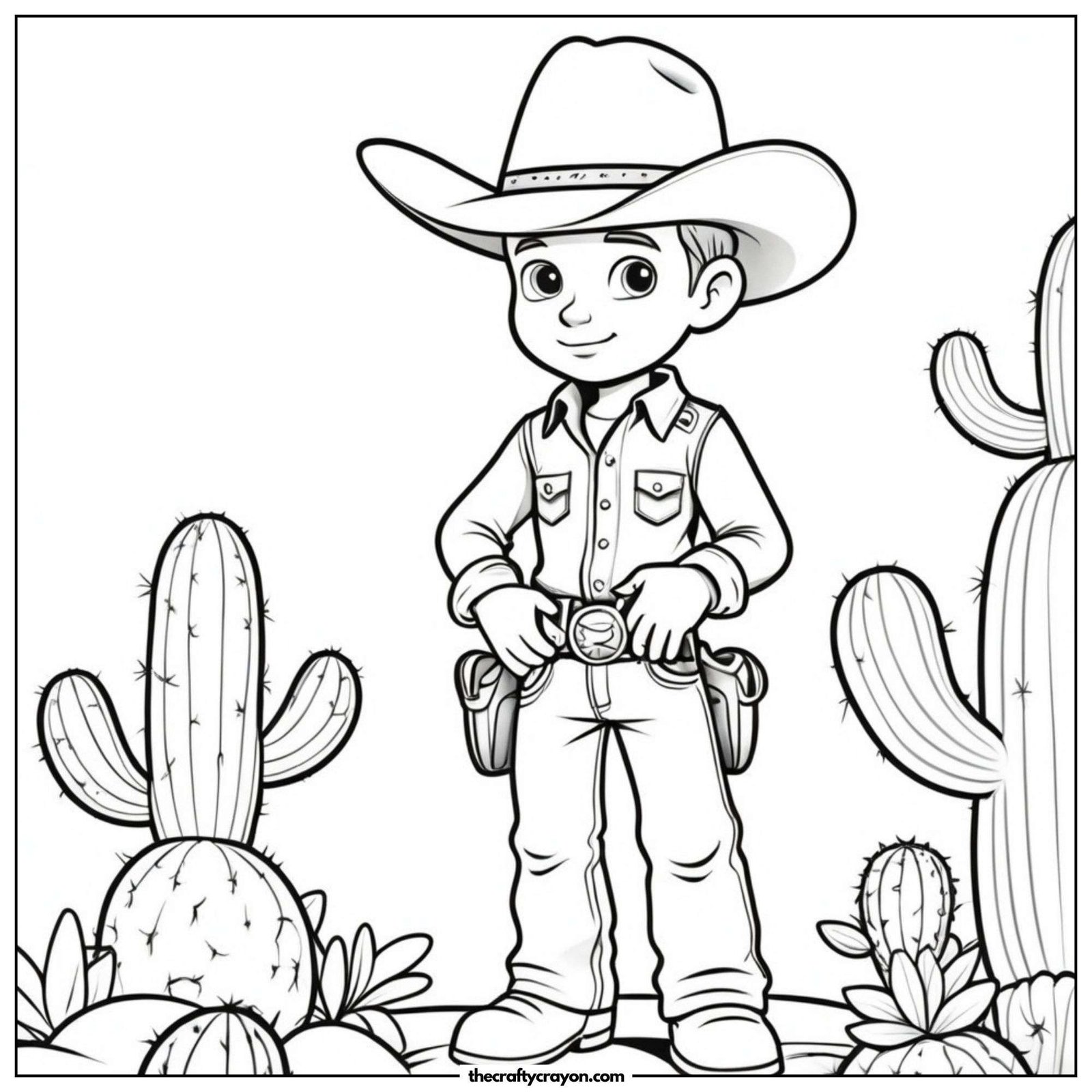 Cowboy Standing Among Cactus