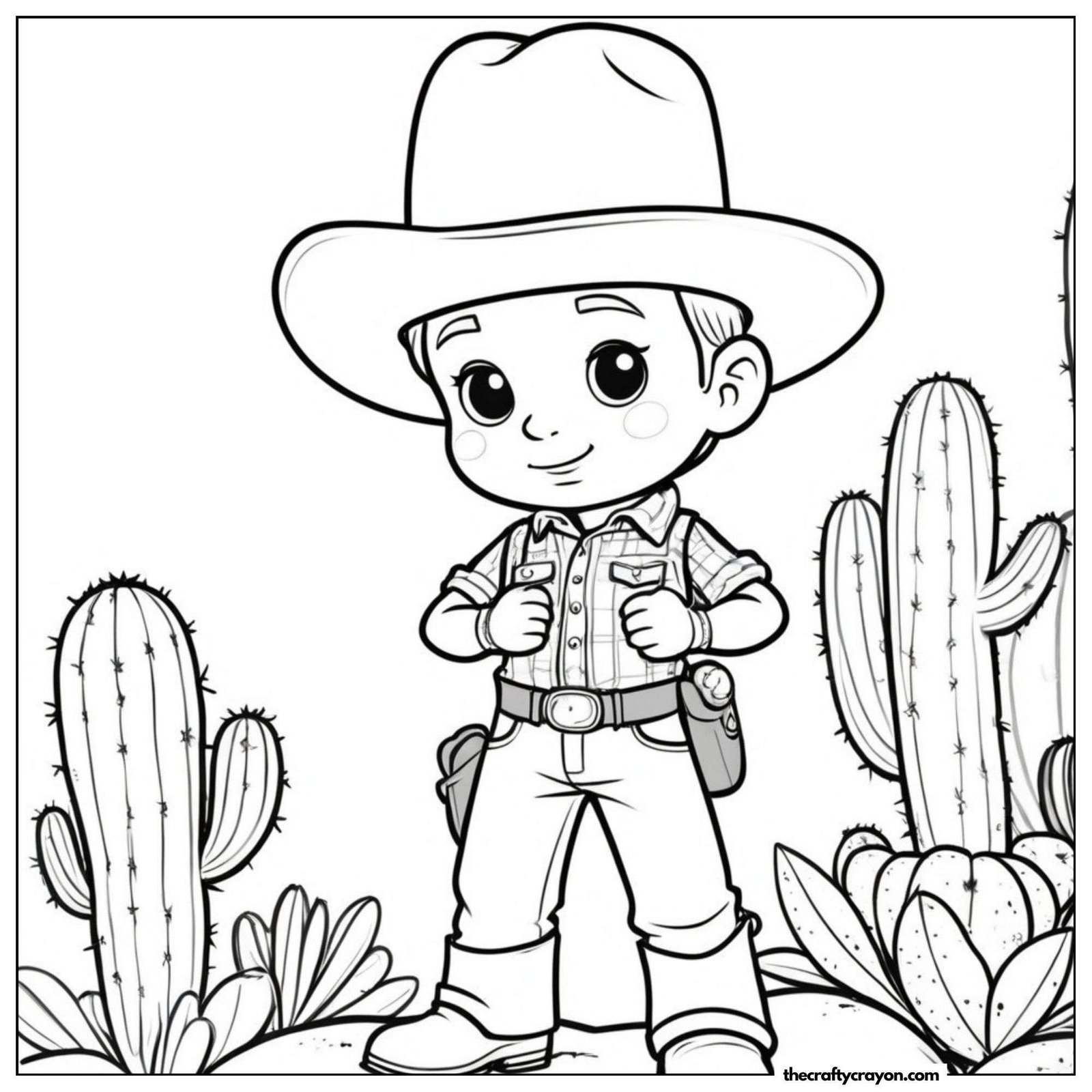 Cowboy Standing Near A Cactus