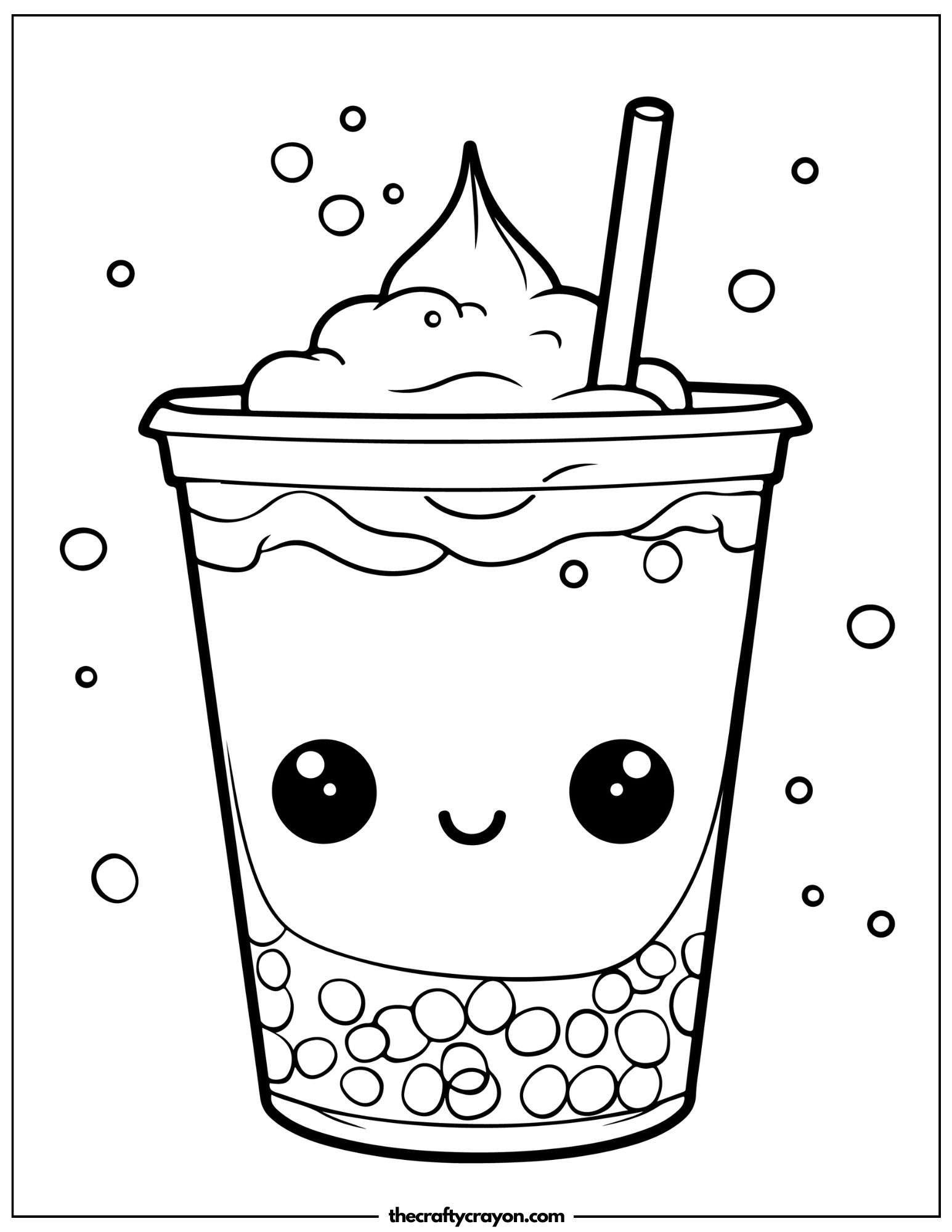 Creamy Boba Milk Tea Coloring Page