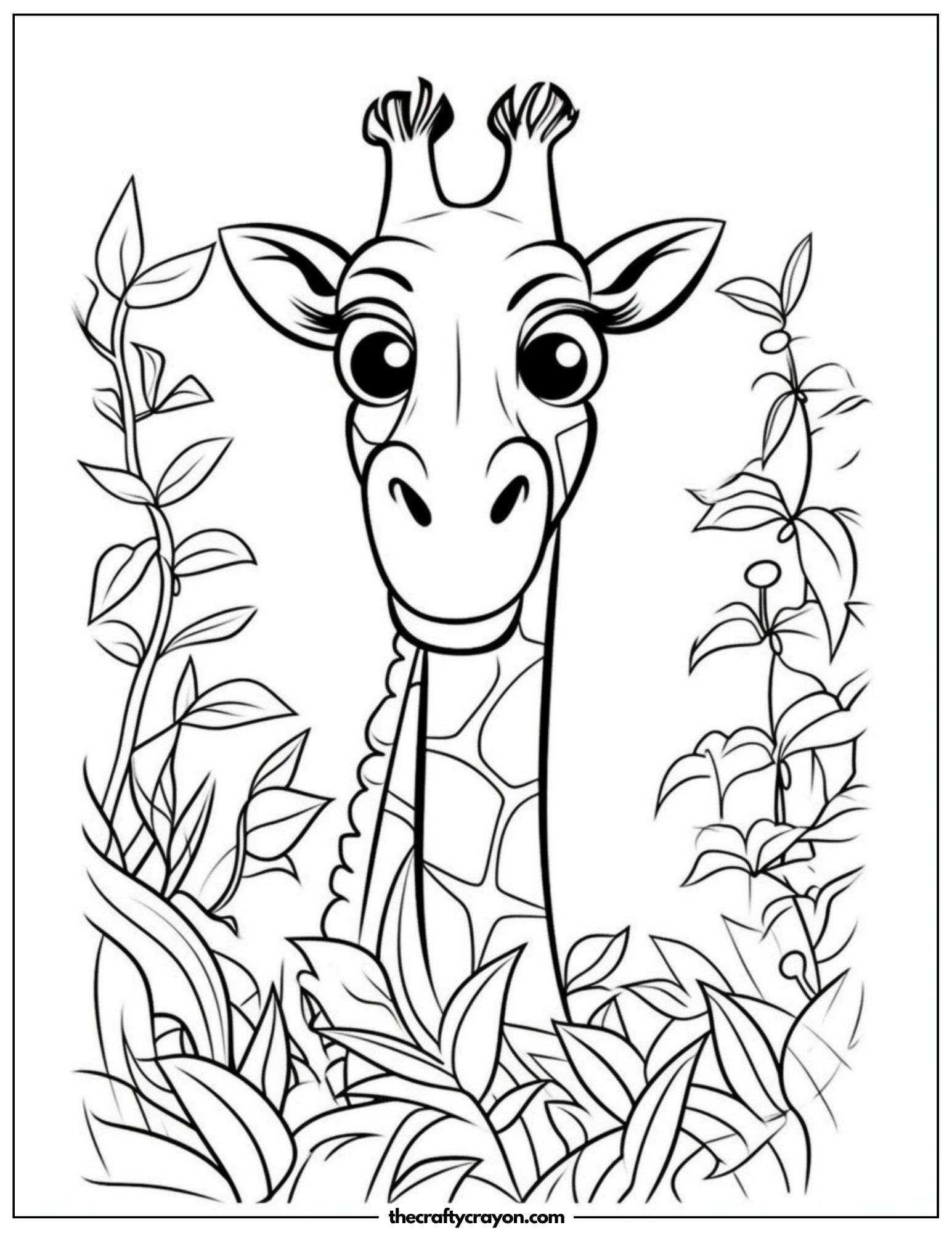 Curious Giraffe Peeking Through Leaves