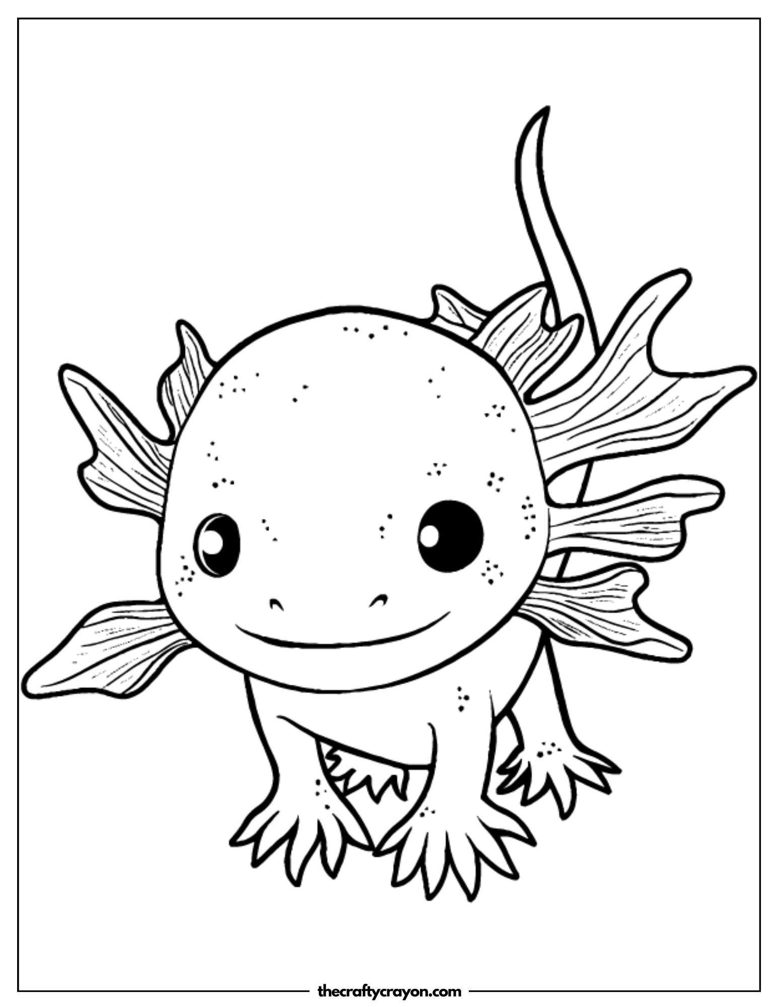 Cute Axolotl Close-Up Coloring Page