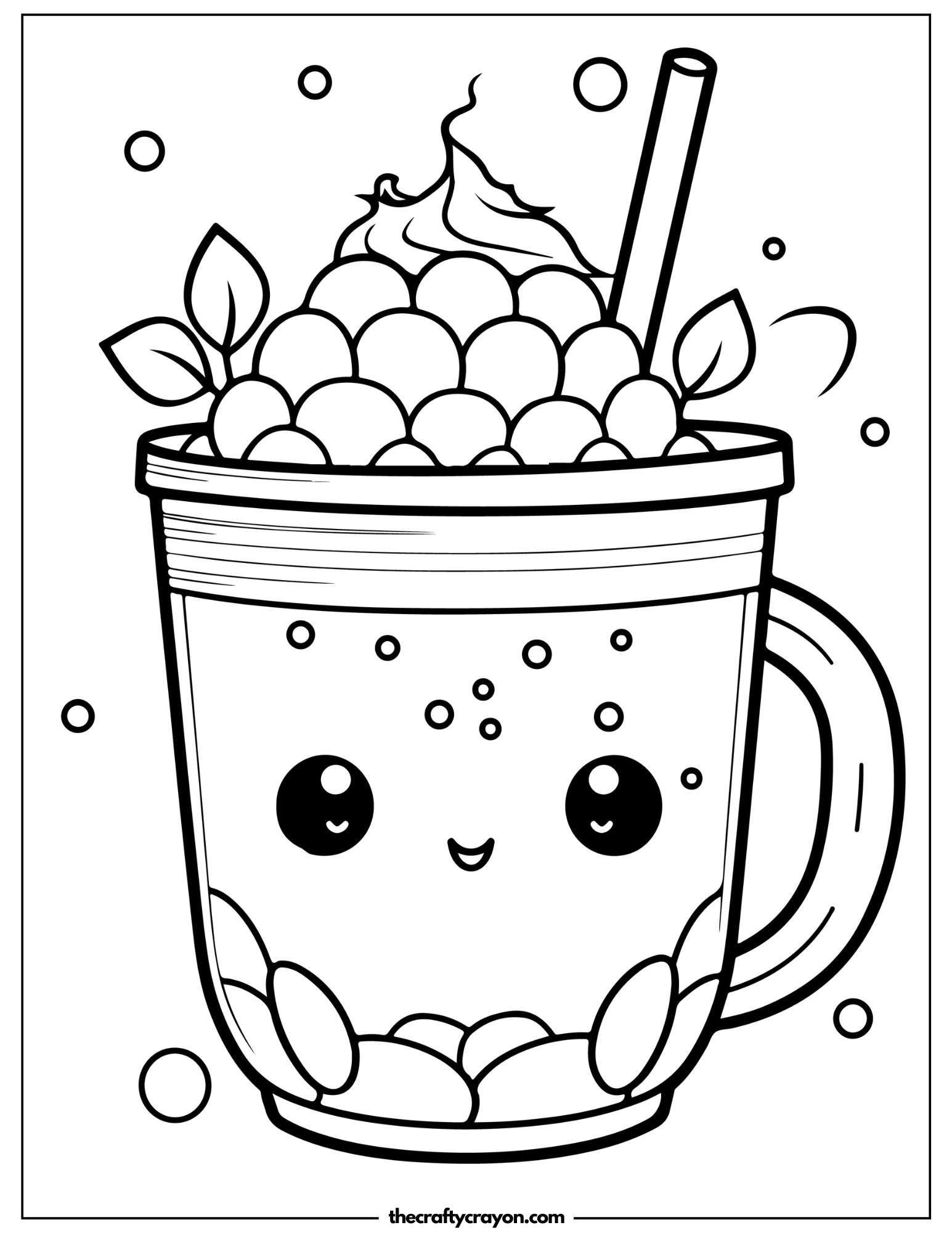 Cute Boba Tea Coloring Page