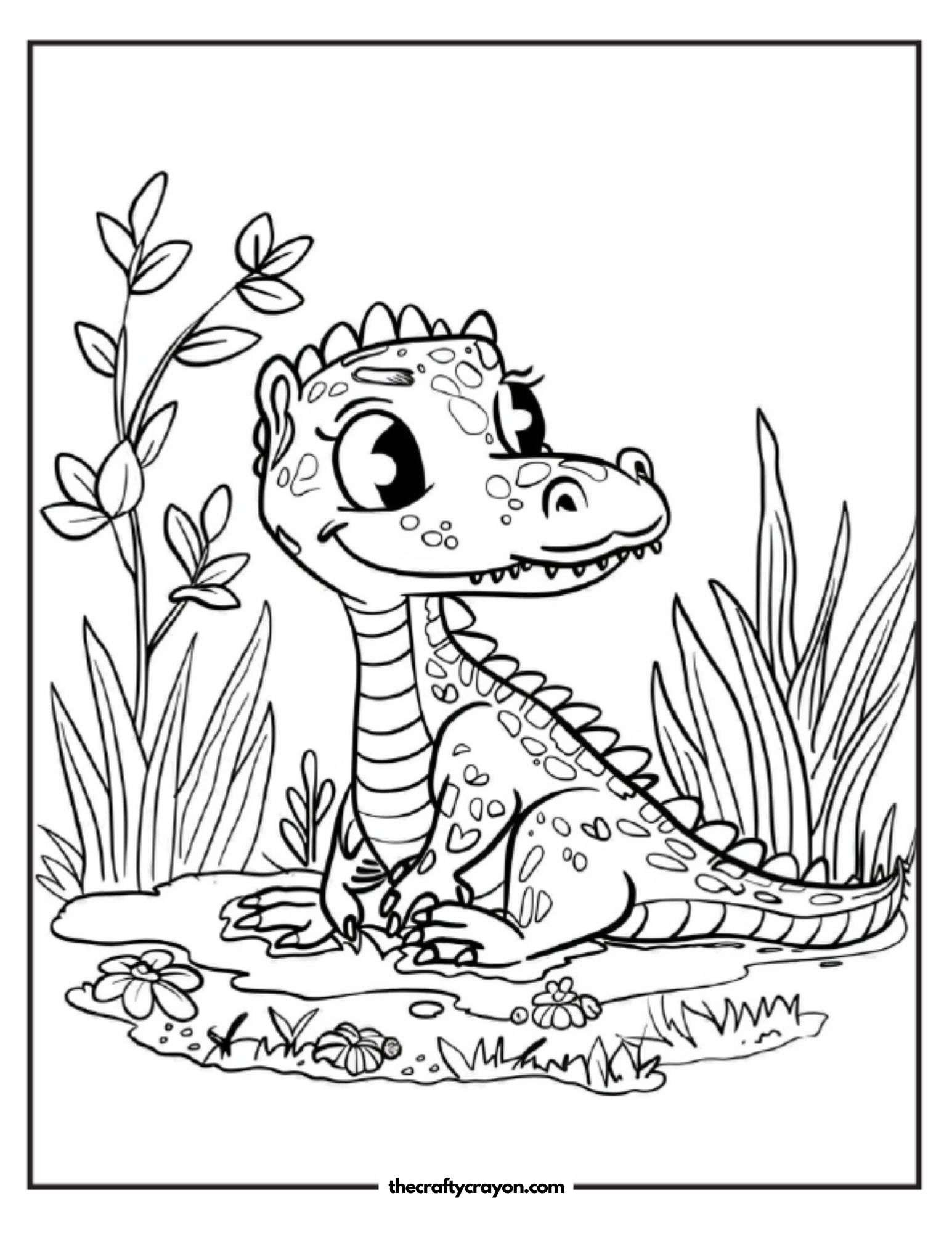 Cute Crocodile In The Grass