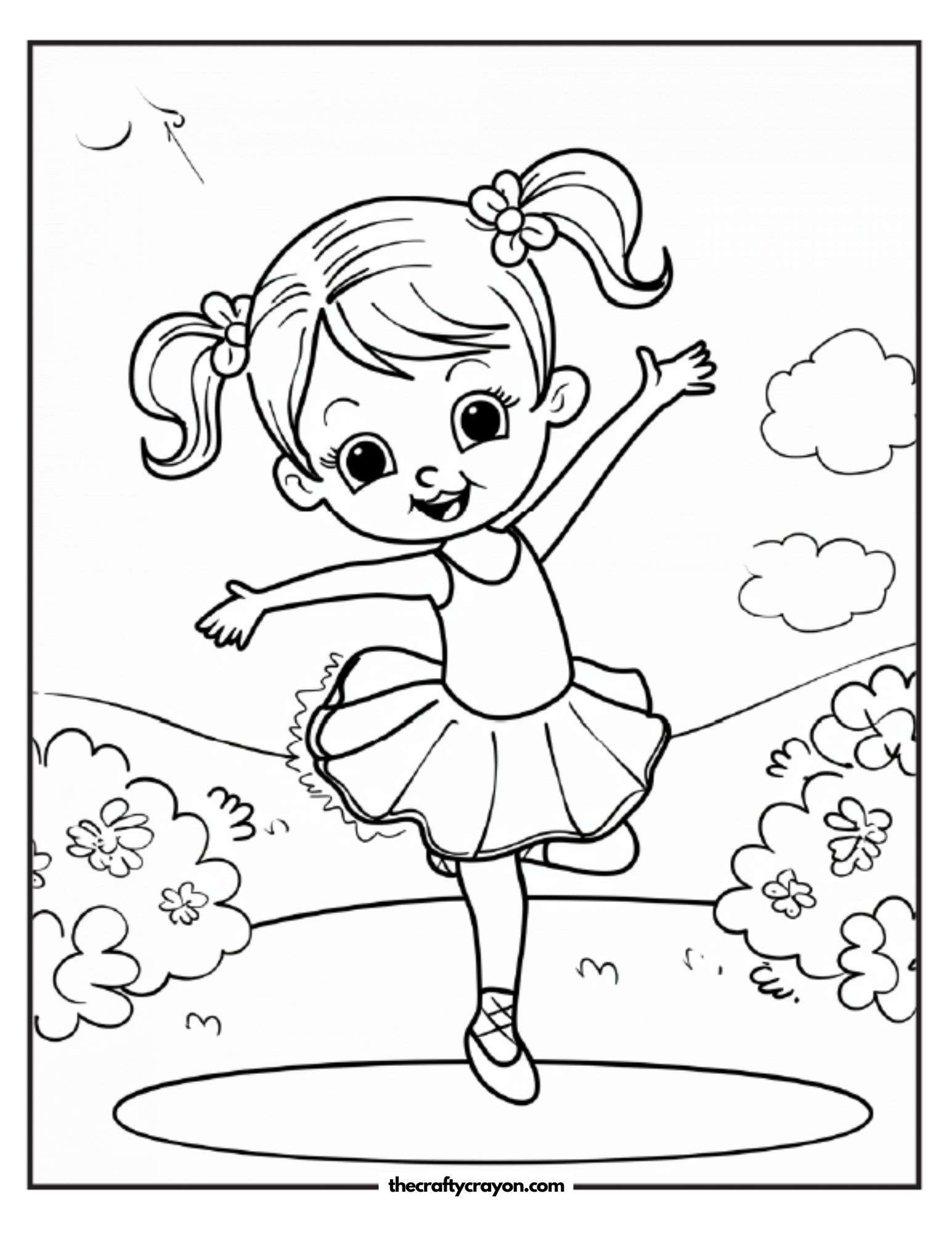 Dancing Ballerina in Nature Coloring Page