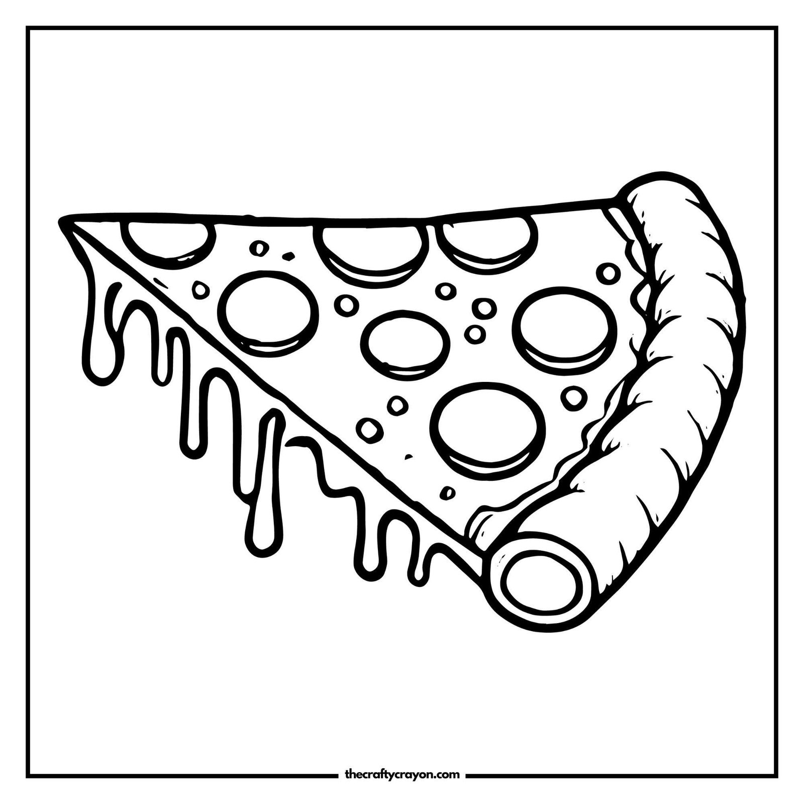 Dripping Cheese Pizza Slice Coloring Page