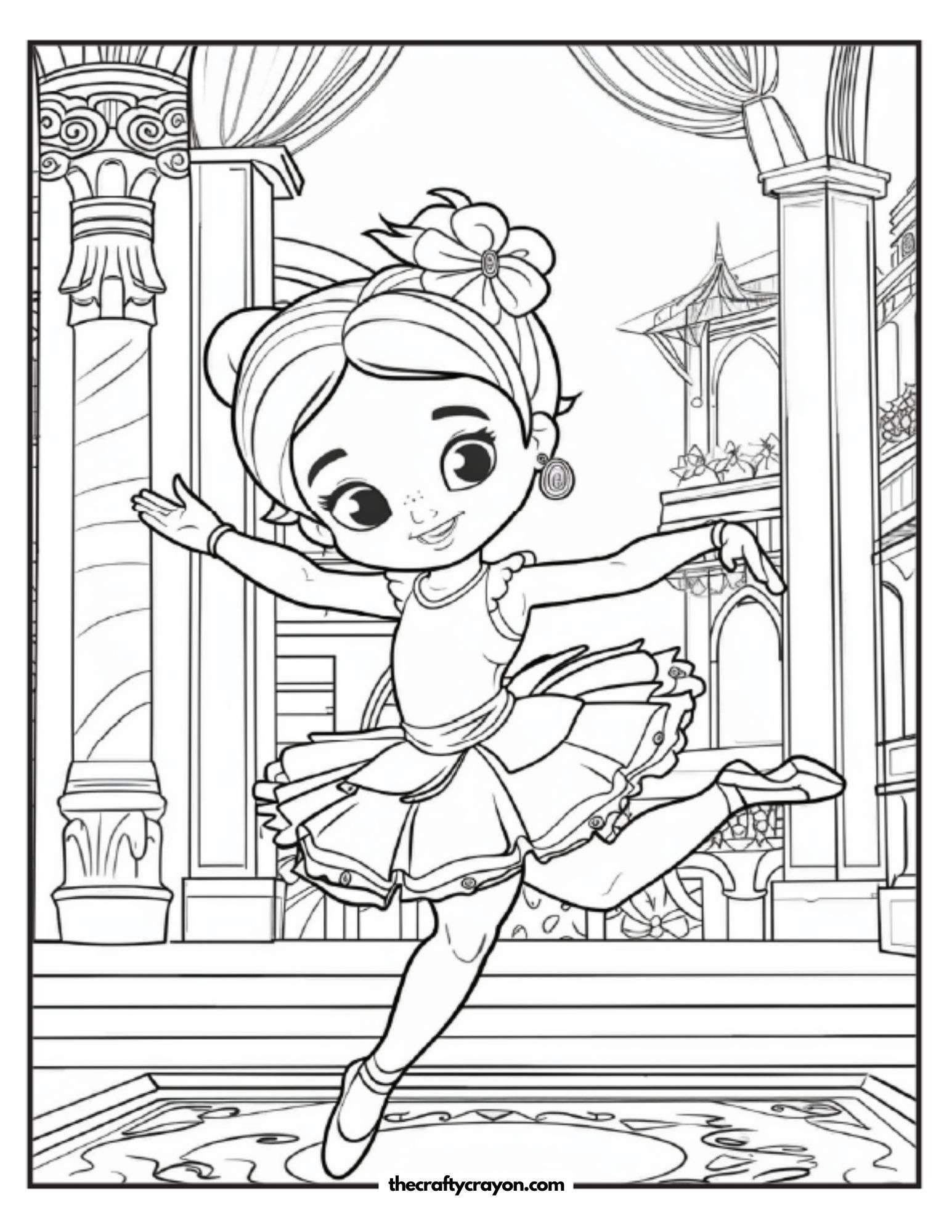 Elegant Ballerina in Spotlight Coloring Page