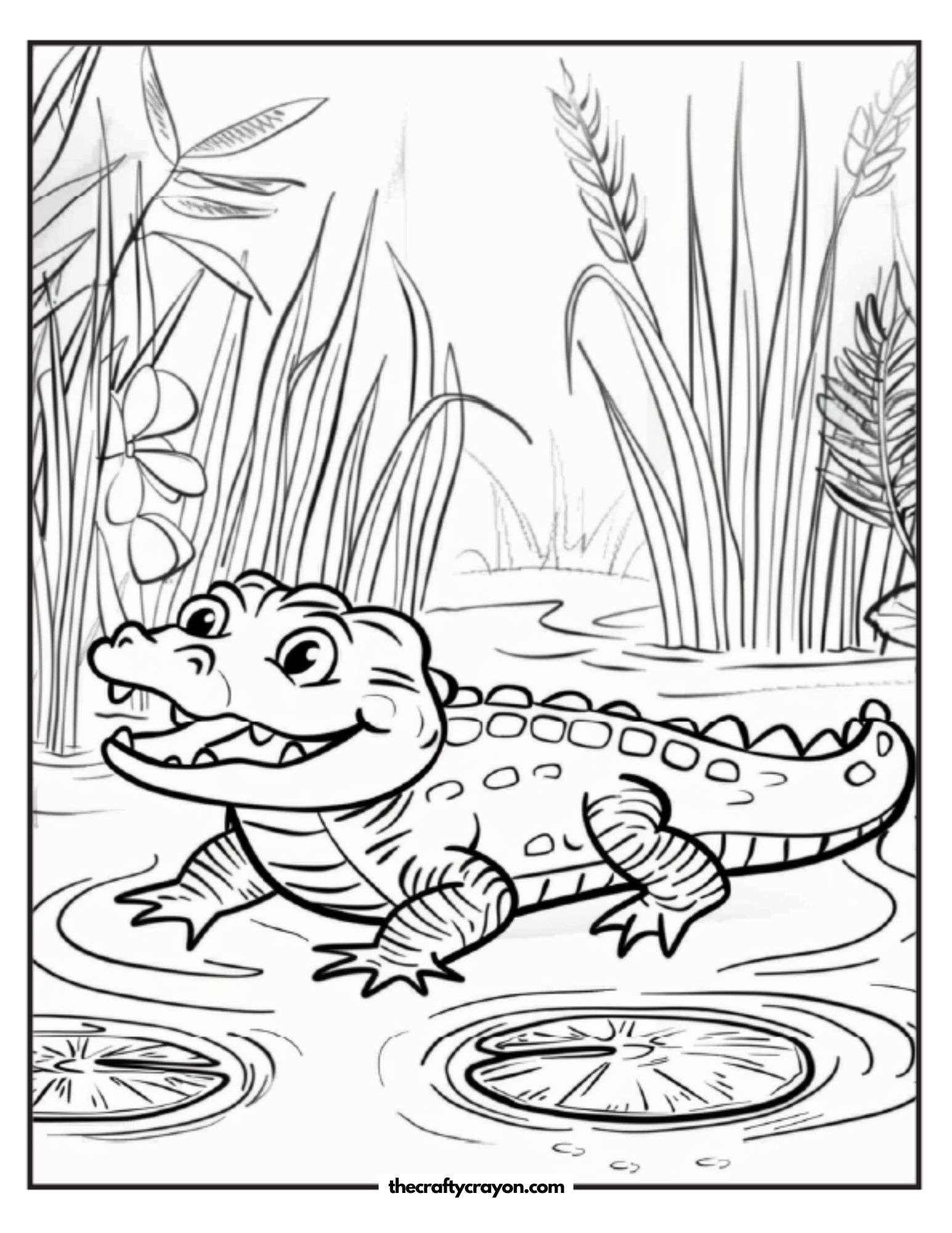 Friendly Crocodile Exploring The Swamp