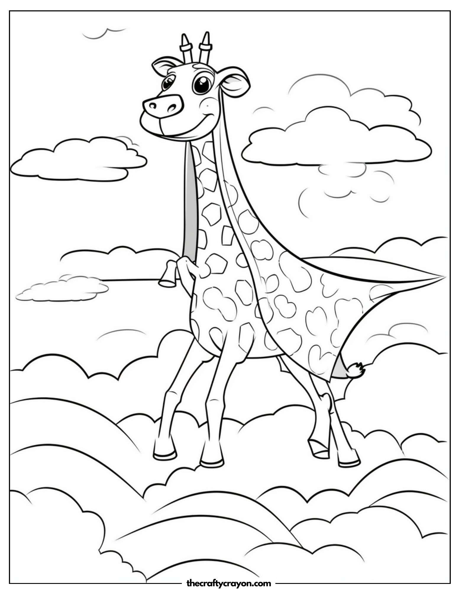 Giraffe Coloring Page With Cape