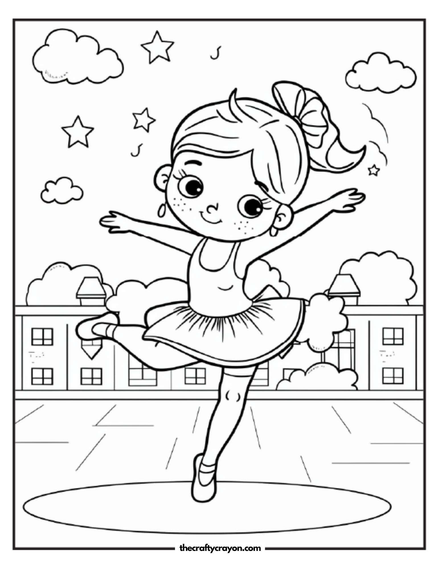Graceful Ballerina Dancing Coloring Page