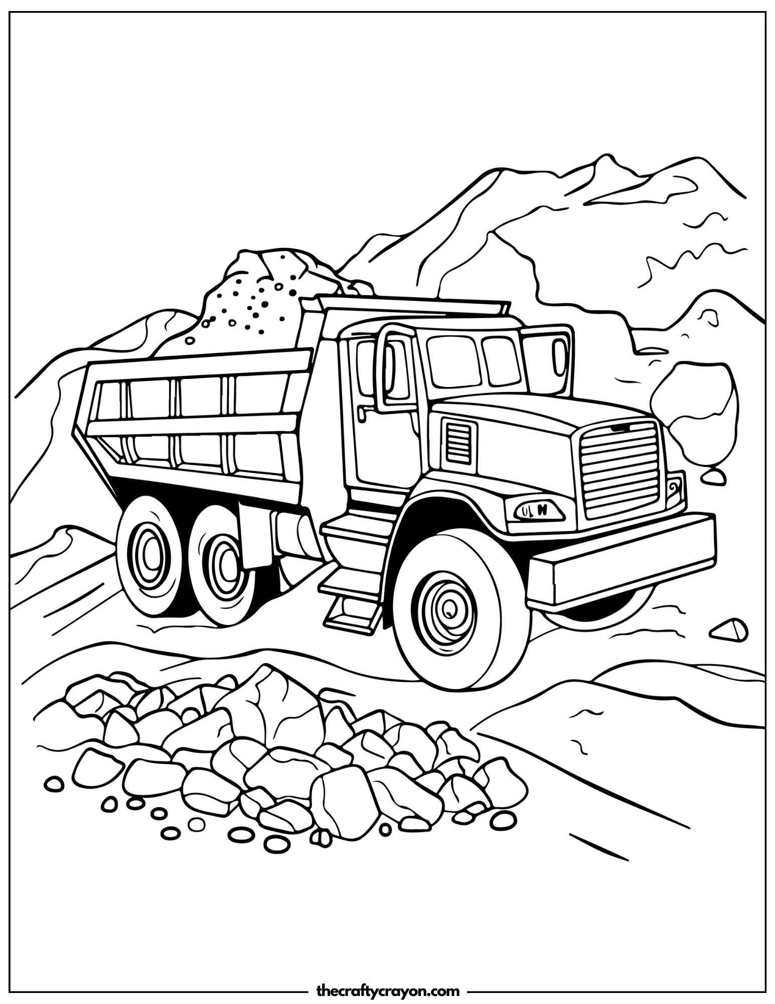 Gravel Dump Truck Coloring Page