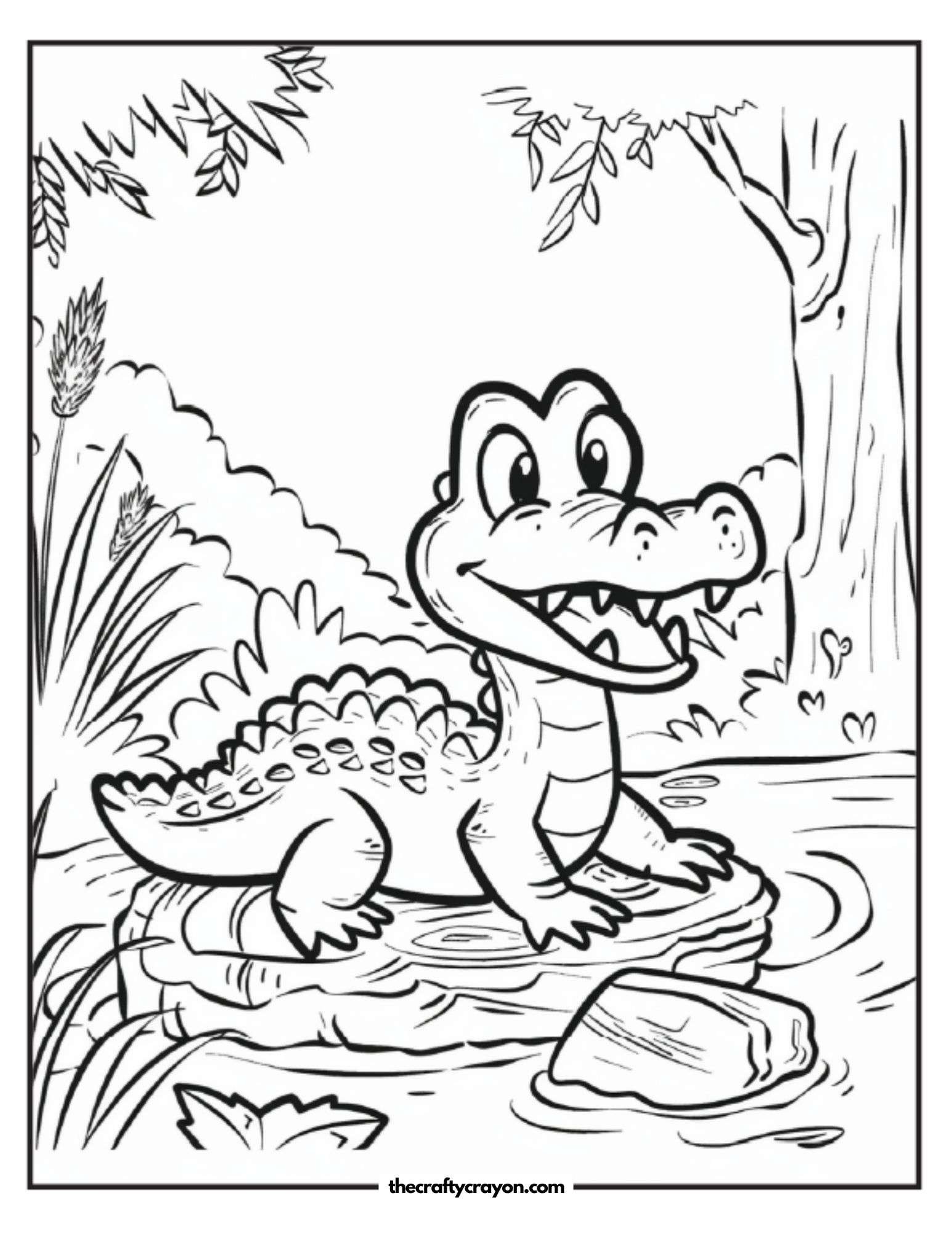 Happy Crocodile On A Riverbank