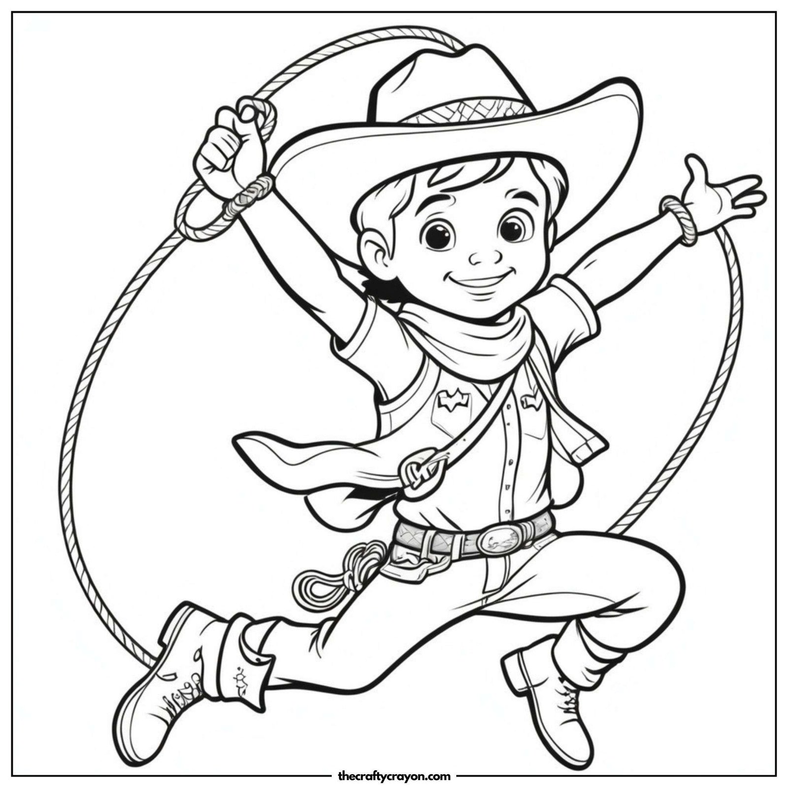 Jumping Cowboy Swinging A Lasso
