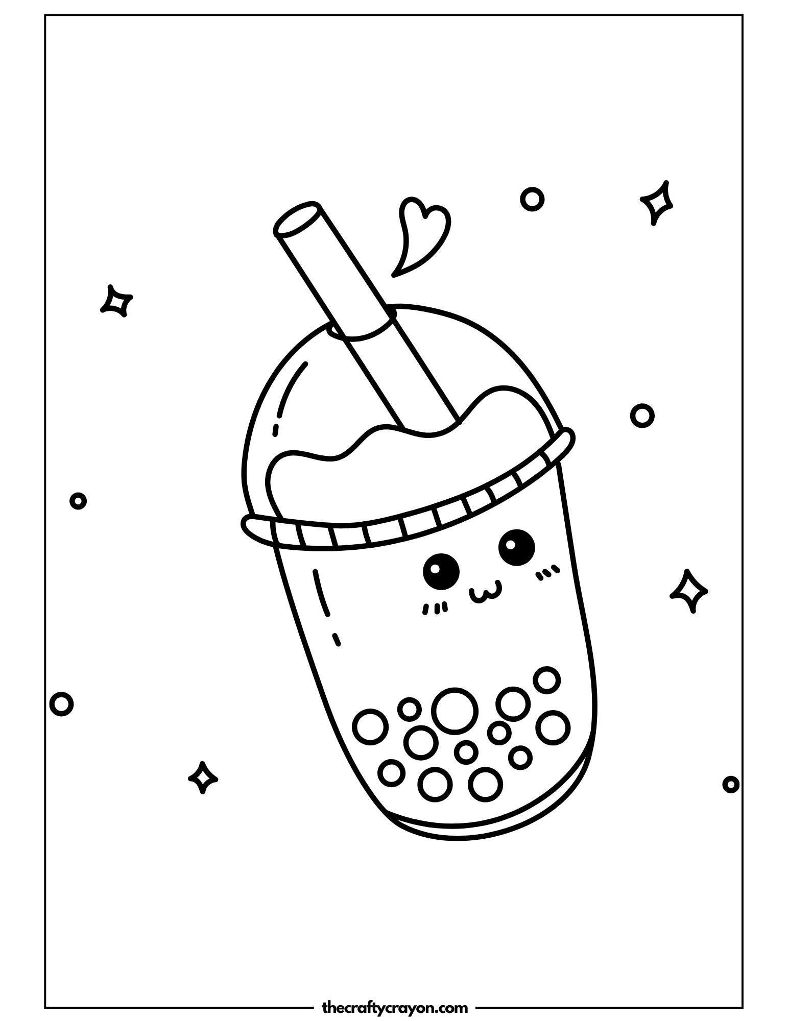Kawaii Boba Cup Coloring Page