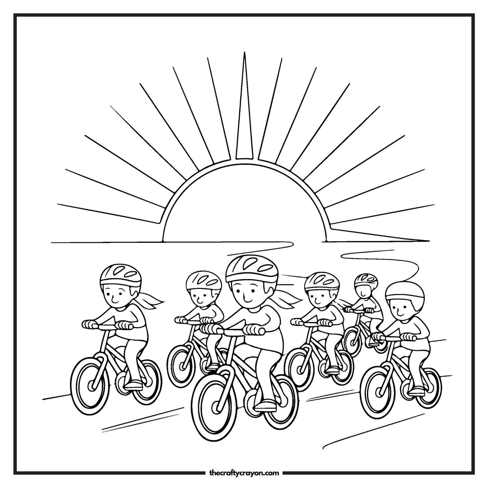Kids Riding Bikes At Sunset