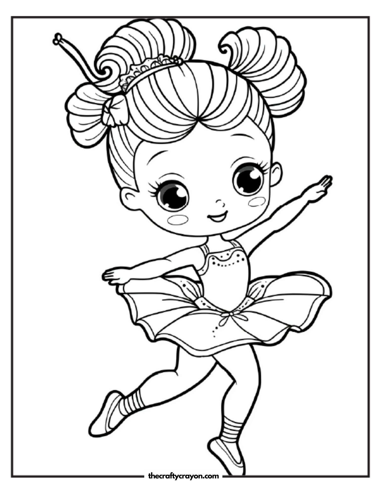 Little Ballerina in Tutu Coloring Page