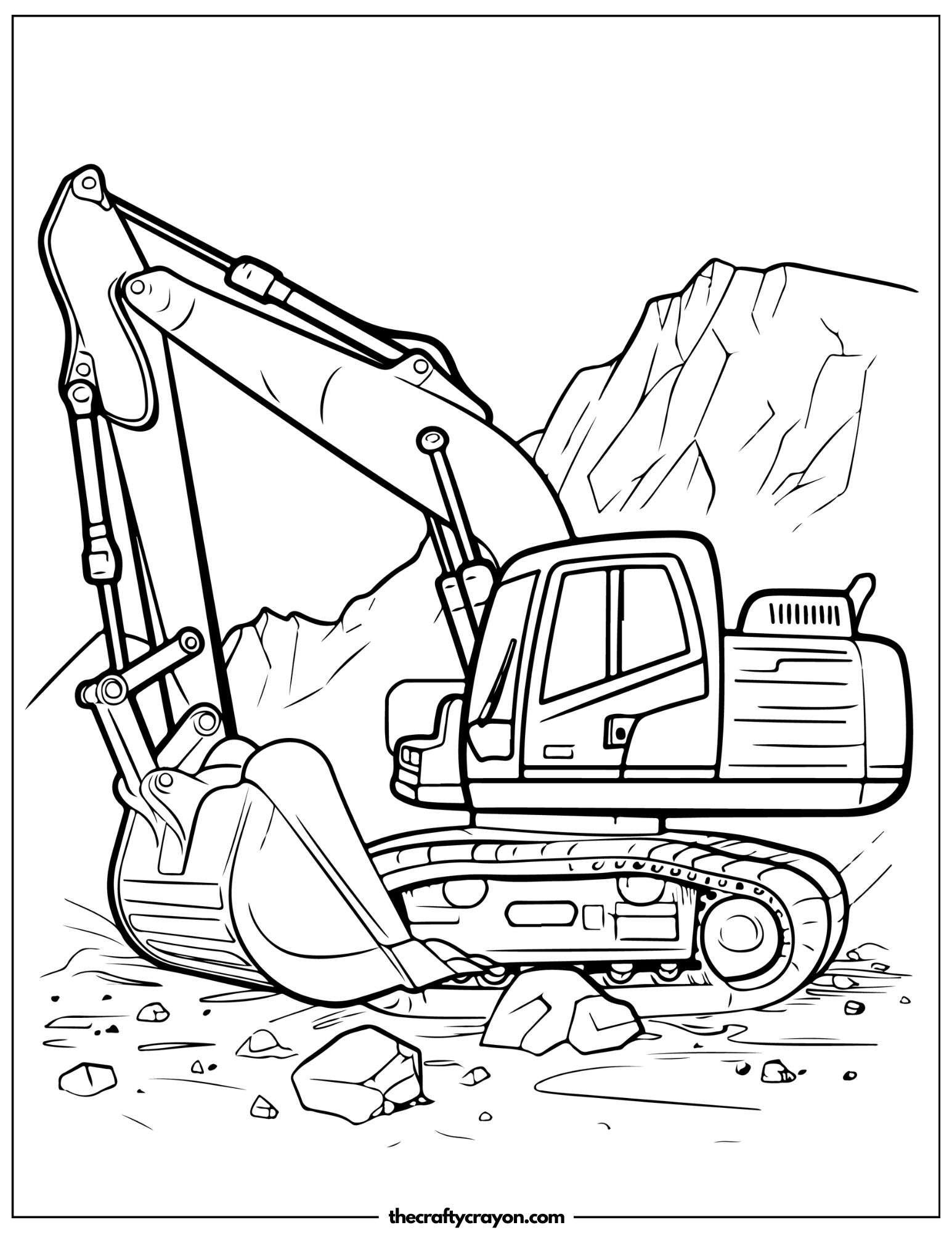 Mountain Excavator Coloring Page