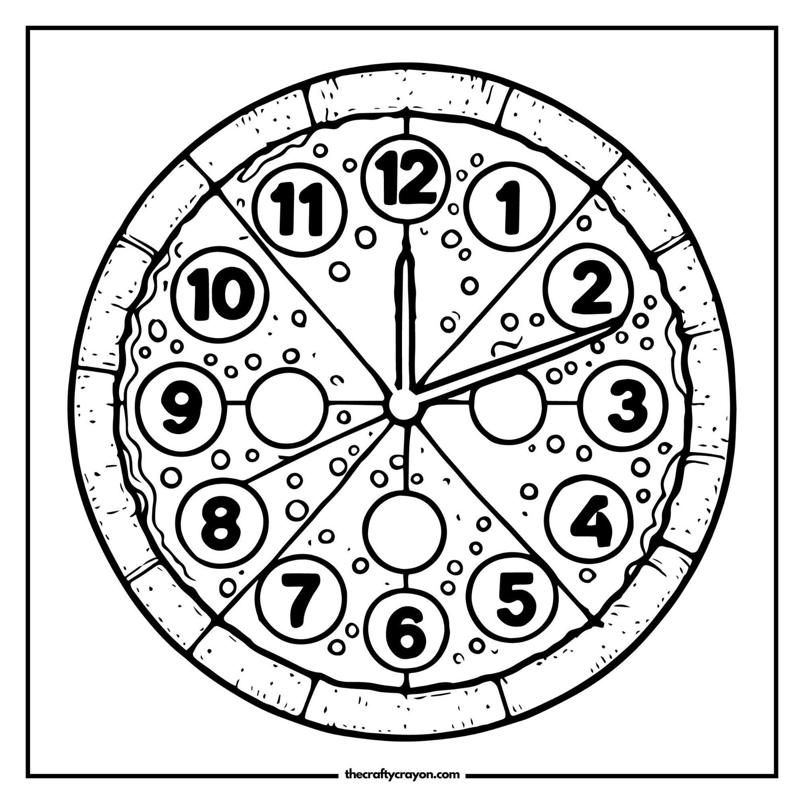 Pizza Clock Coloring Page