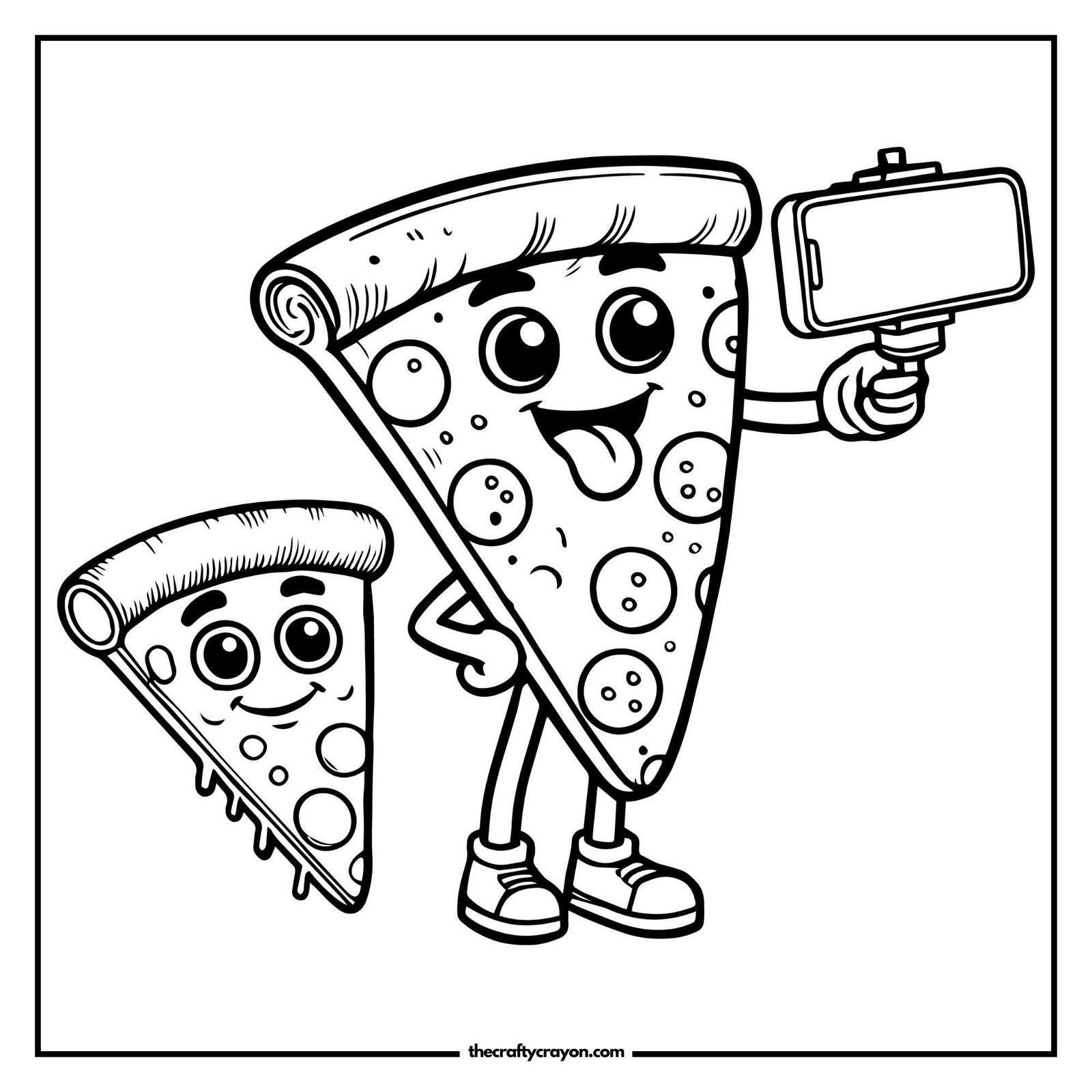 Pizza Slice Taking Selfie Coloring Page