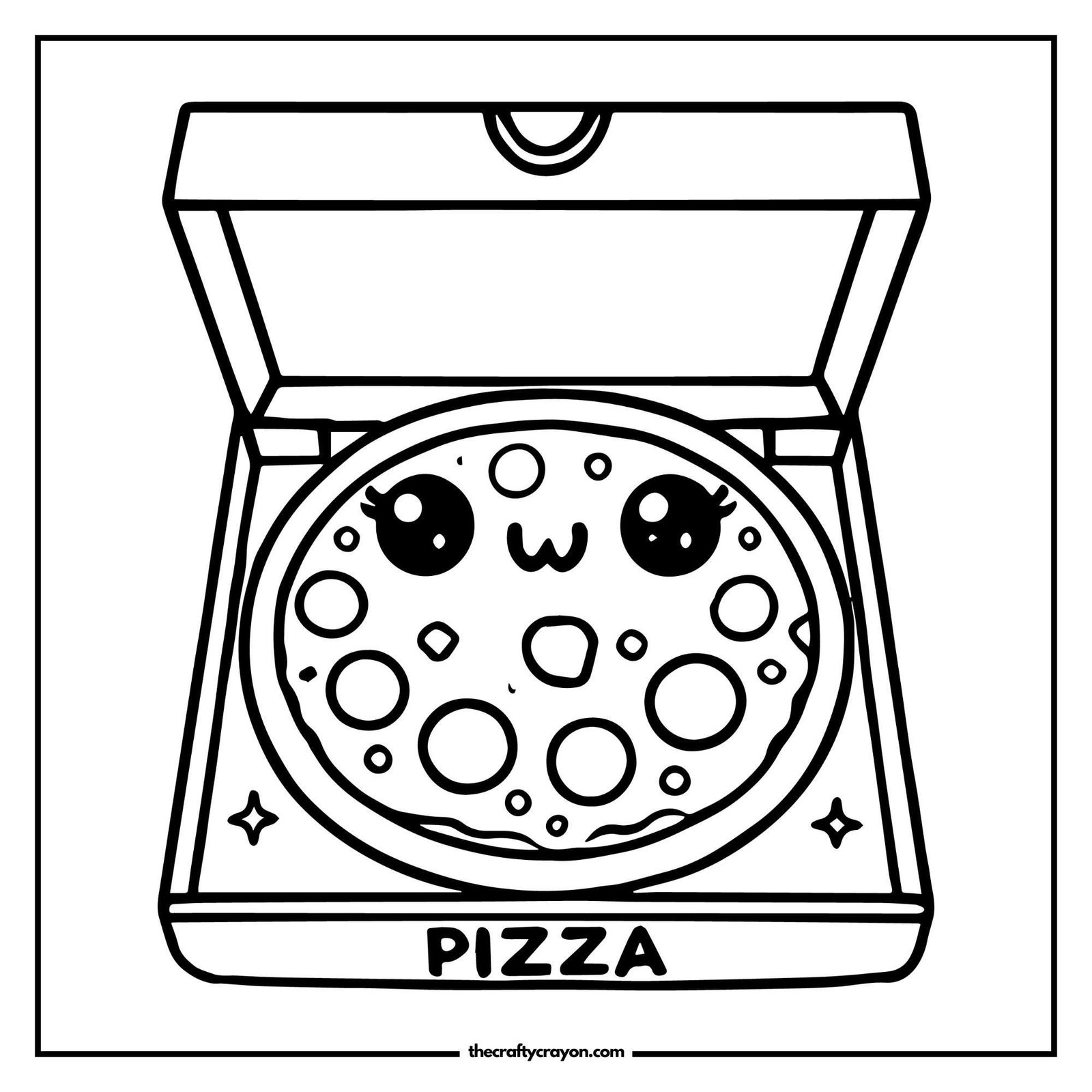 Pizza Slice in a Box Coloring Page