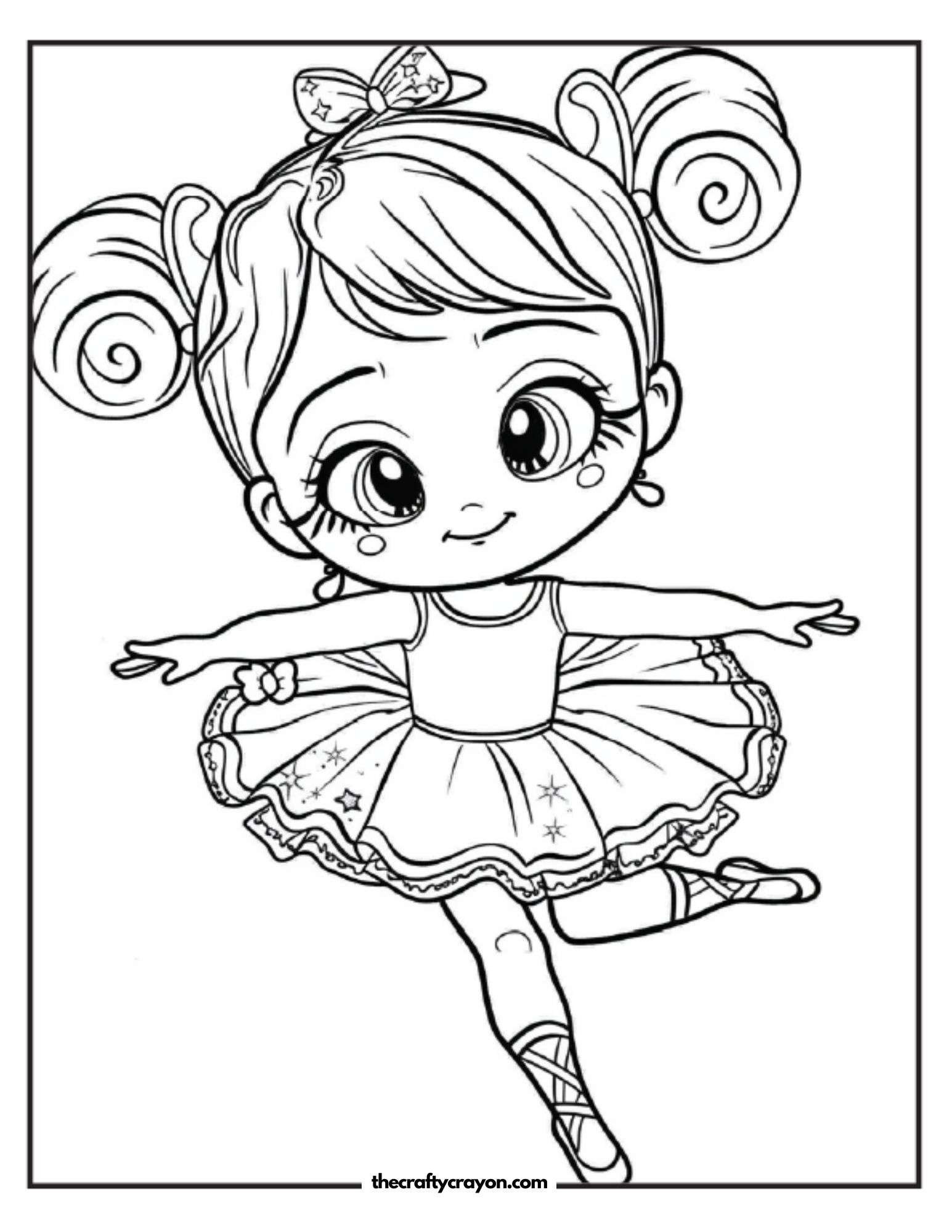 Playful Ballerina Girl Coloring Page