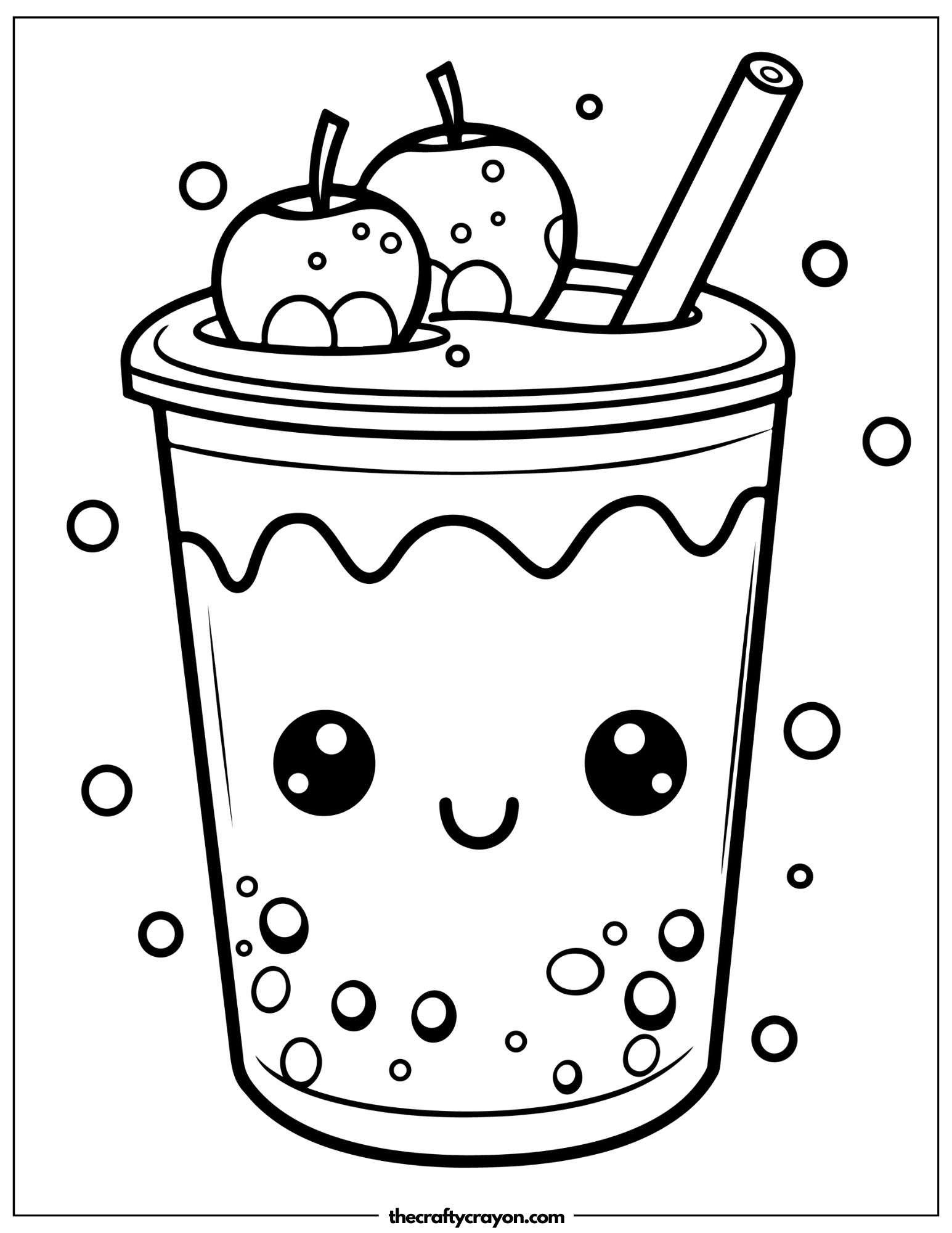 Playful Bubble Tea Cup Coloring Page