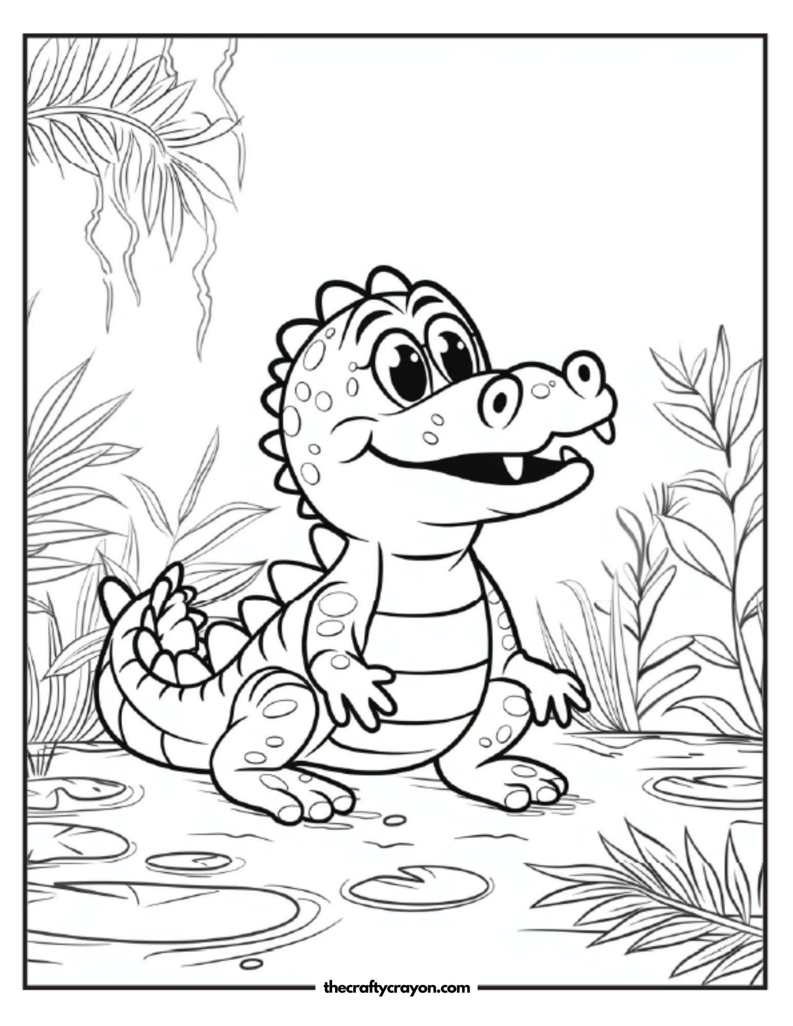 Playful Crocodile Near Tall Grass