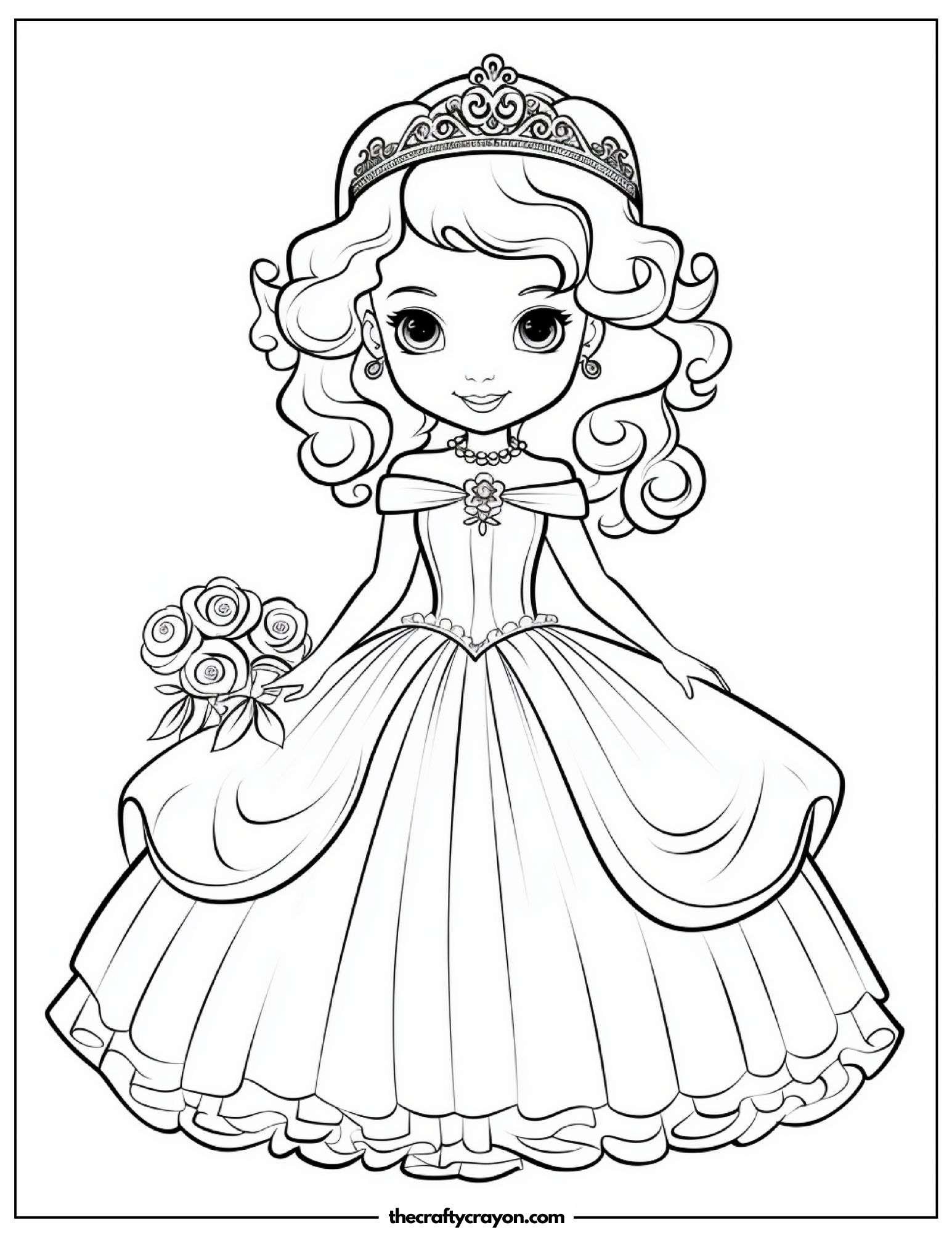 Princess Holding a Bouquet of Roses