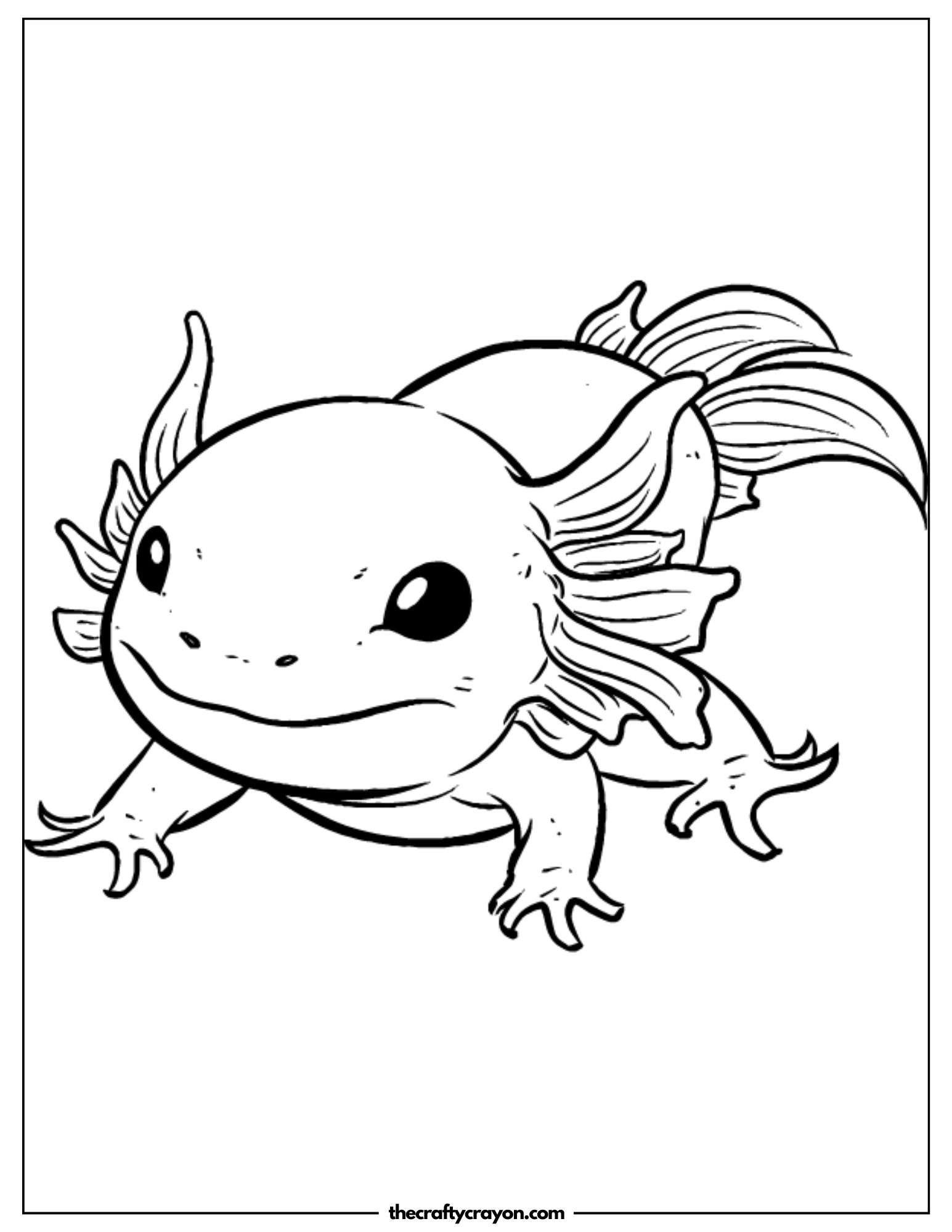 Relaxed Axolotl Coloring Page