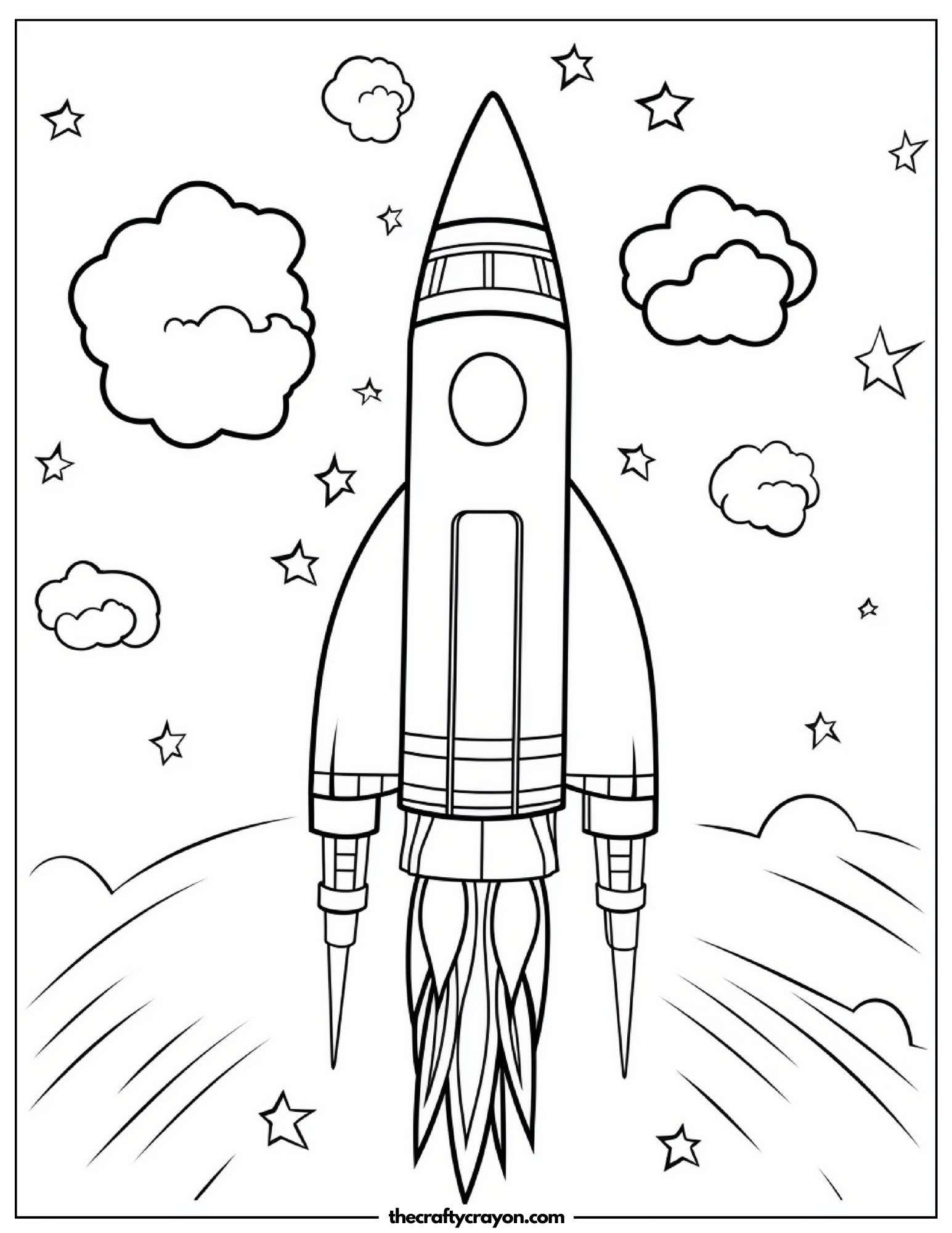 Rocket Ship Blazing Through Sky