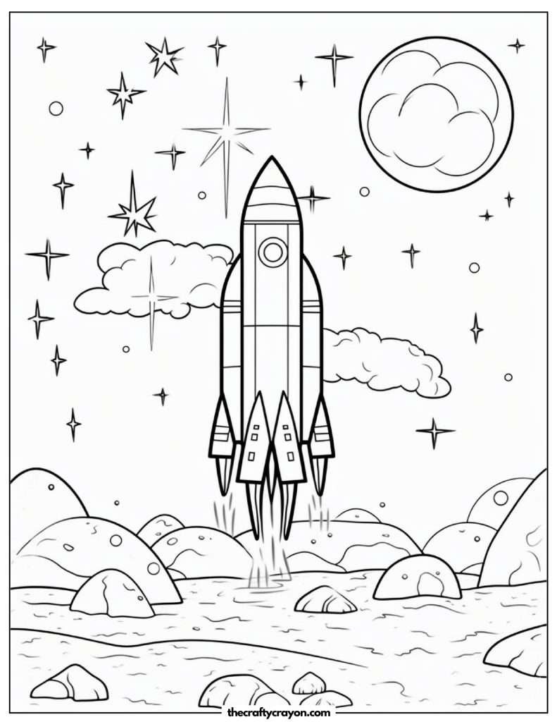 Rocket Ship Coloring Pages (Free Printable PDFs)