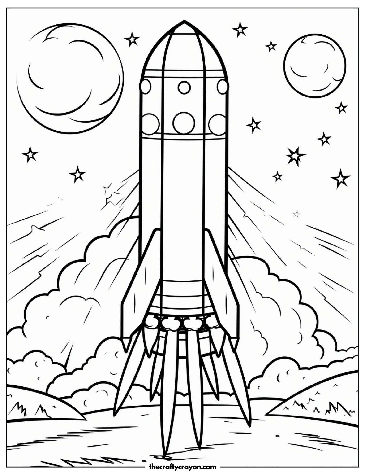 Rocket Ship by Planets and Stars