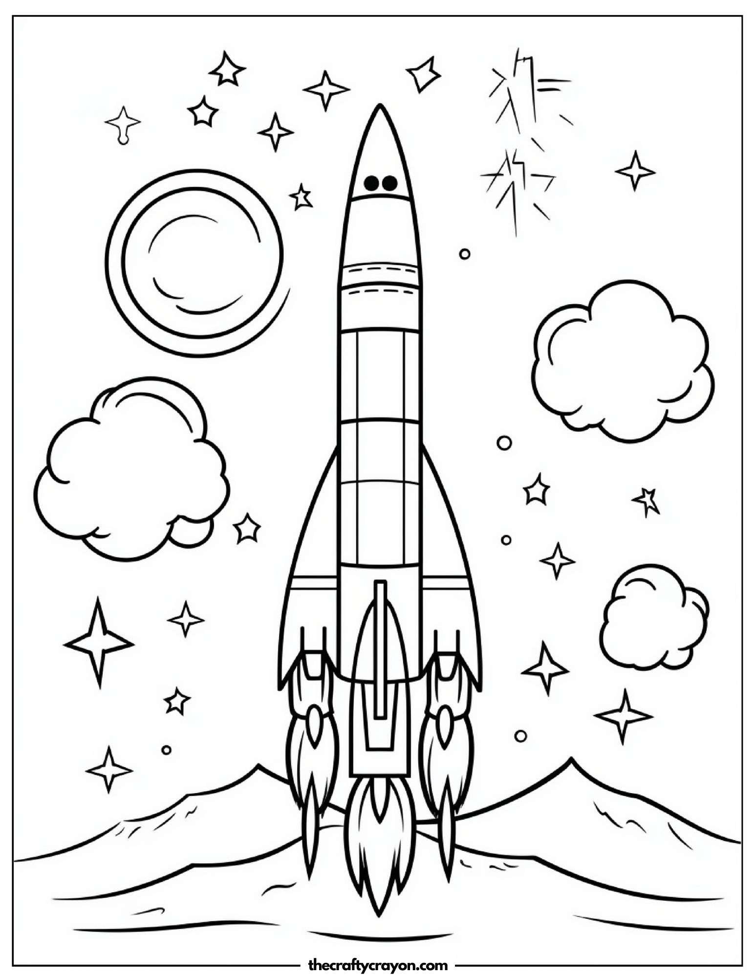 Rocket Ship in Starry Sky