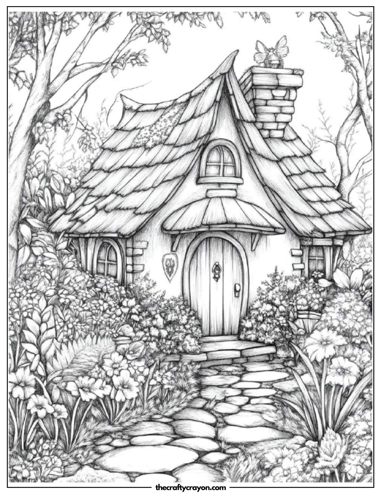 Rustic Fairy Home Surrounded by Woodland Flowers