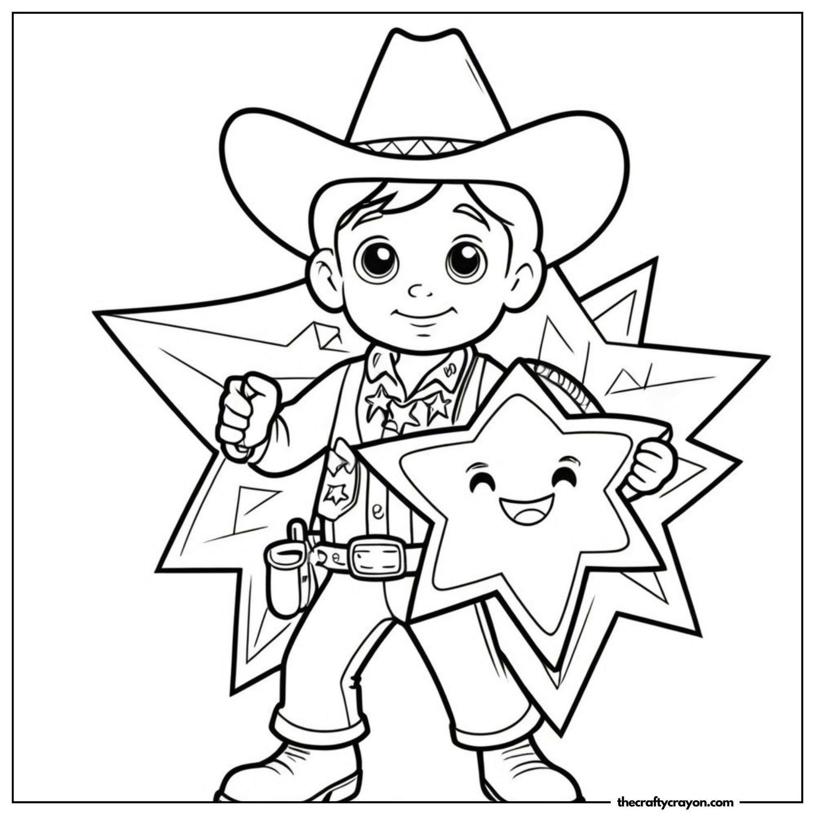 Sheriff Cowboy Holding A Star Badge