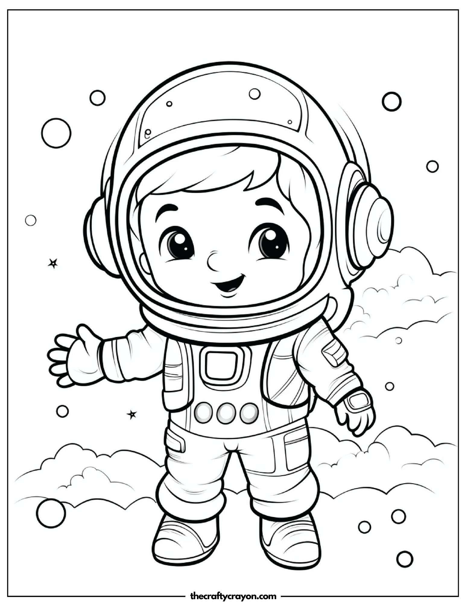 Smiling Astronaut with Clouds