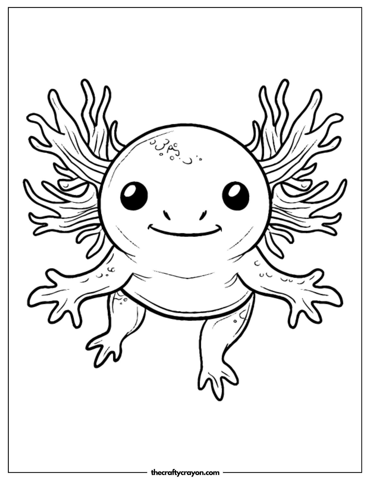Smiling Axolotl Coloring Page