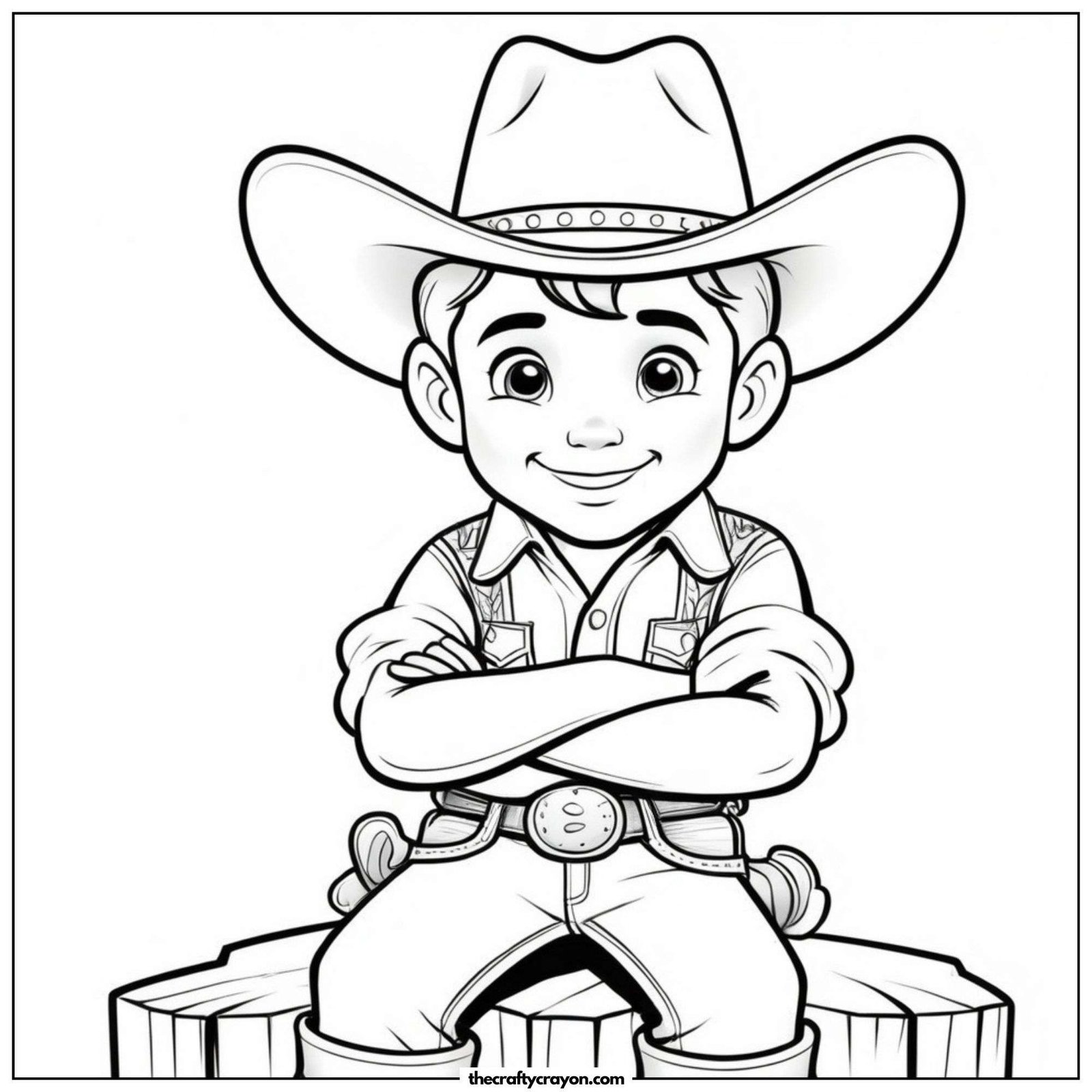 Smiling Cowboy Sitting On A Stump
