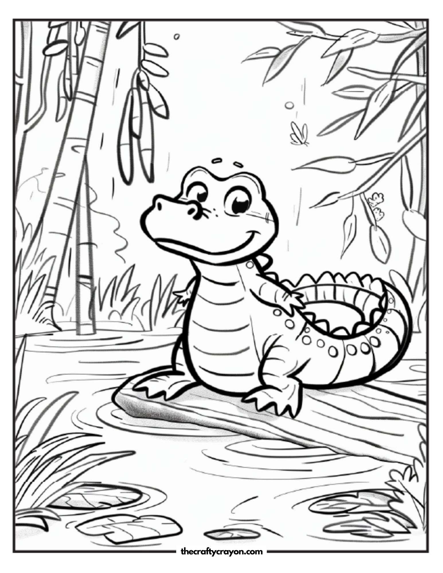 Smiling Crocodile Under The Trees