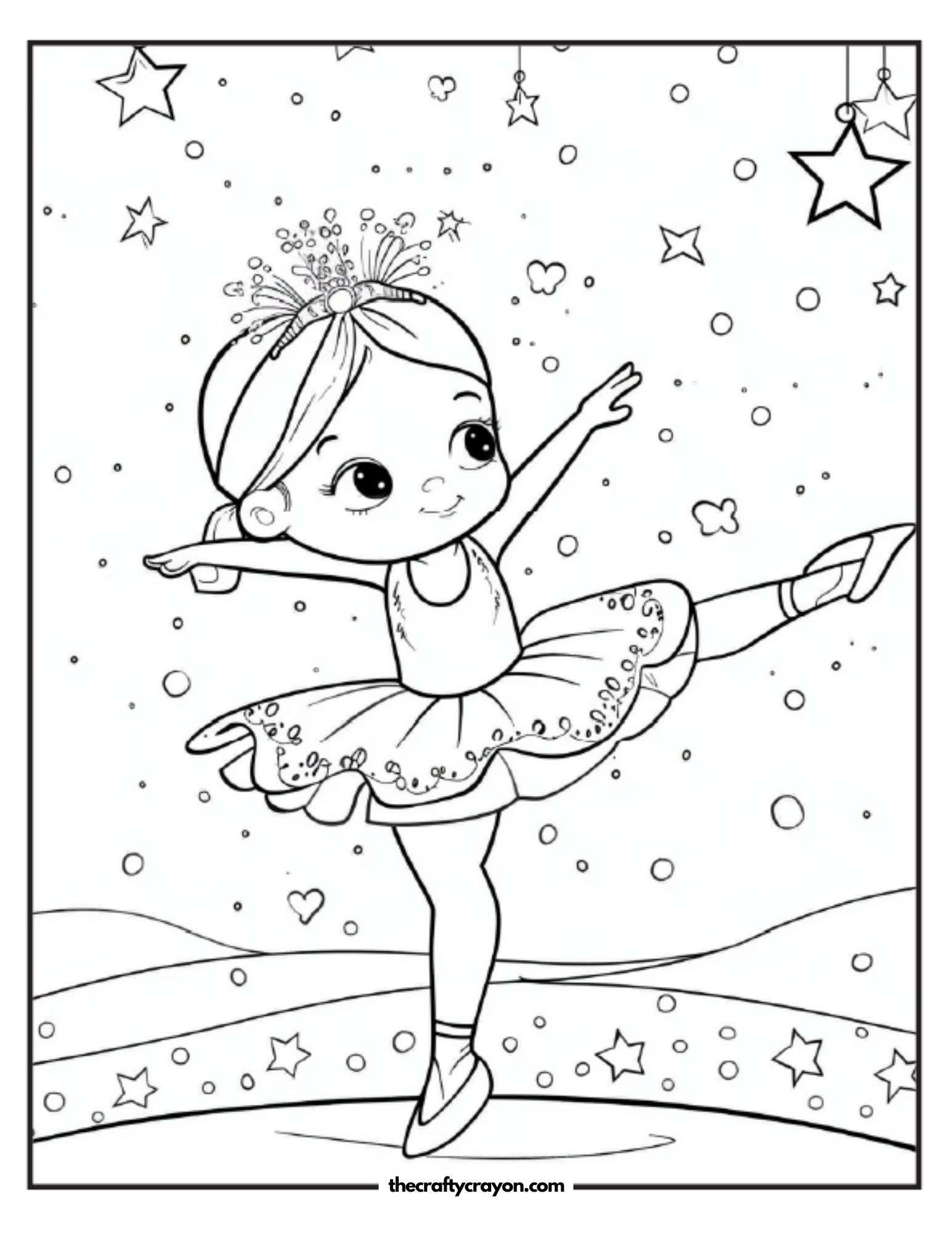 Sparkling Ballerina on Stage Coloring Page